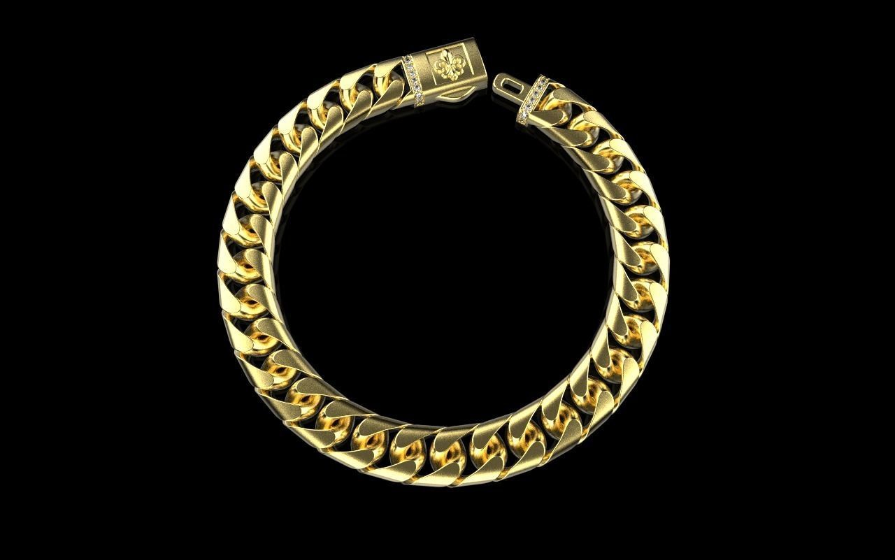 Cuban chain bracelet size 17 model 649 3D print model_26