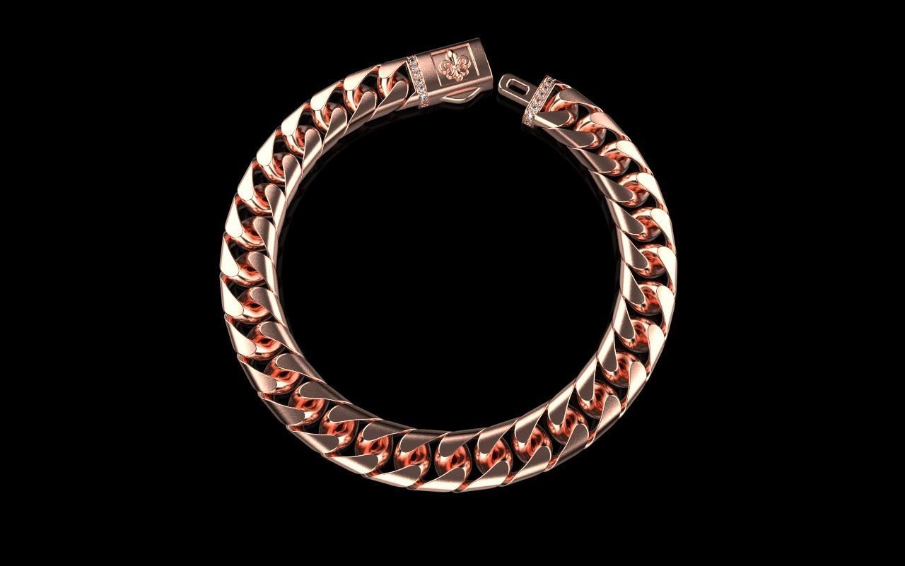 Cuban chain bracelet size 17 model 649 3D print model_24