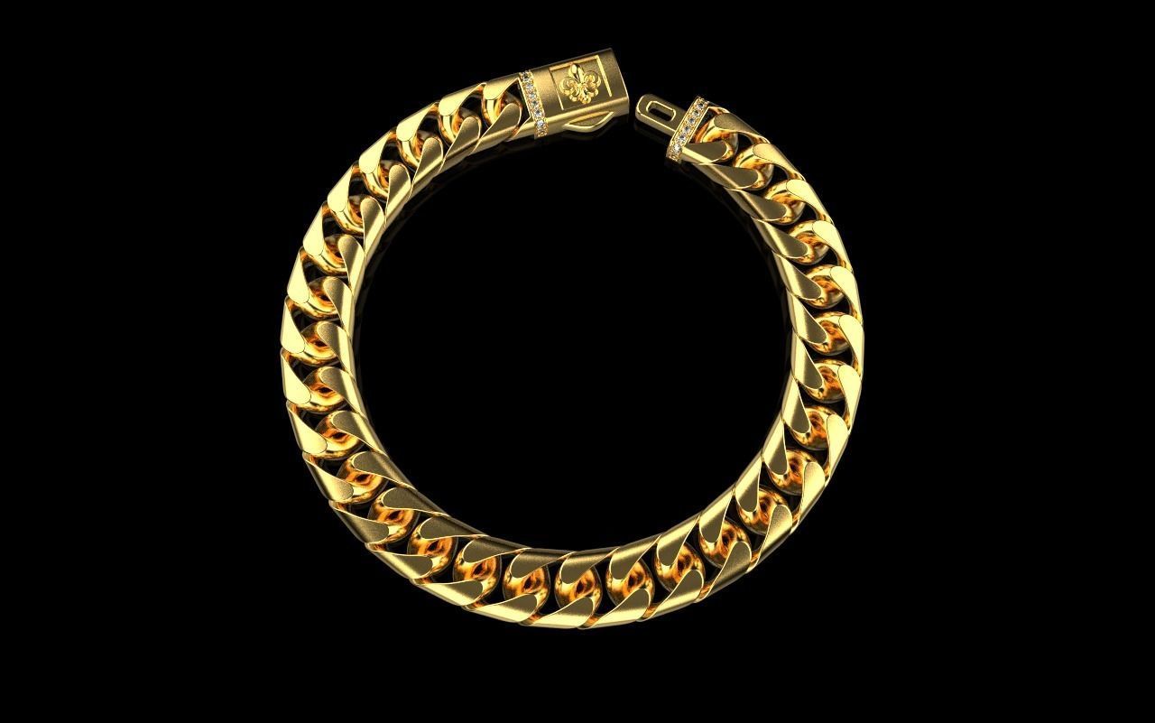 Cuban chain bracelet size 17 model 649 3D print model_27