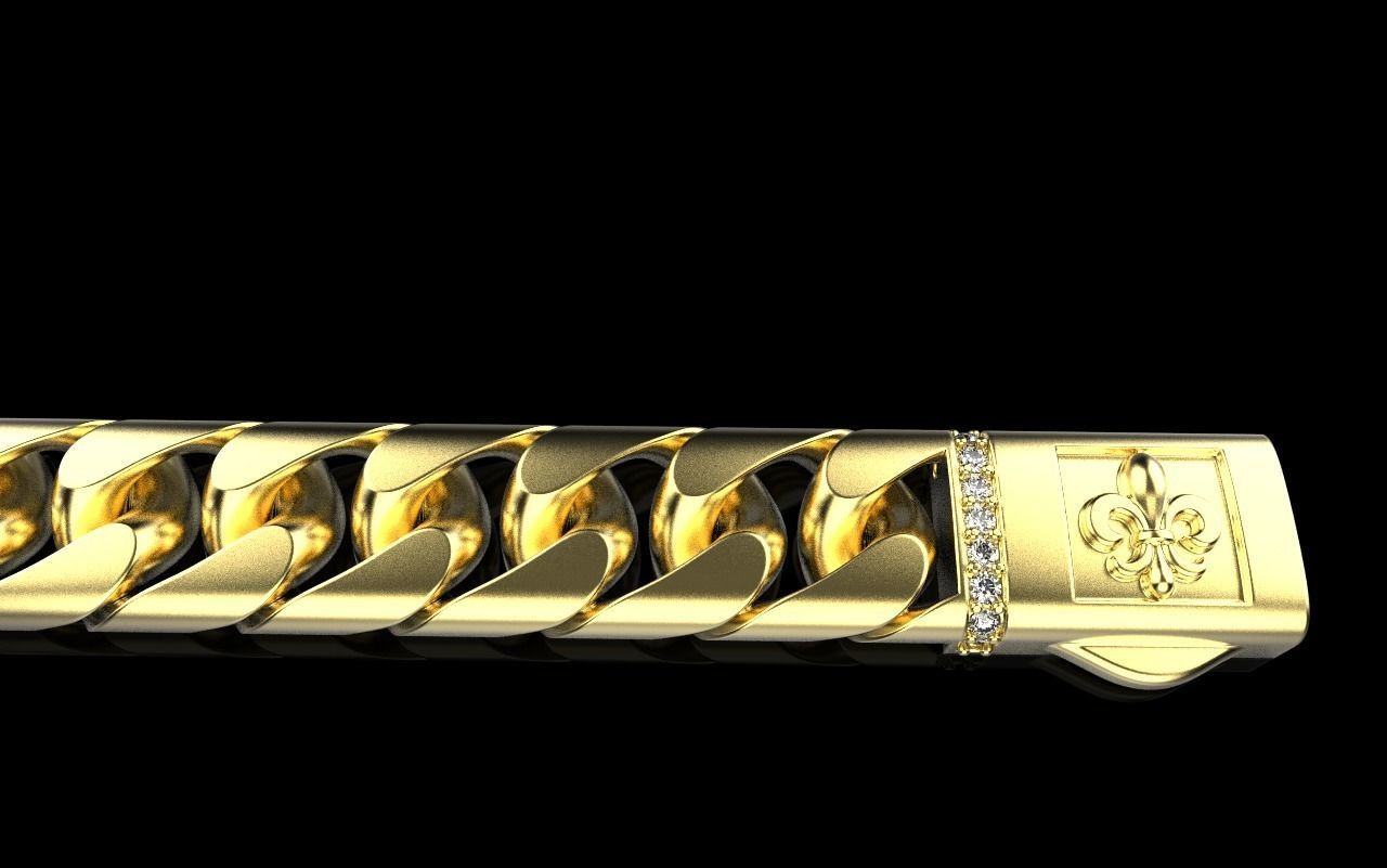 Cuban chain bracelet size 17 model 649 3D print model_29