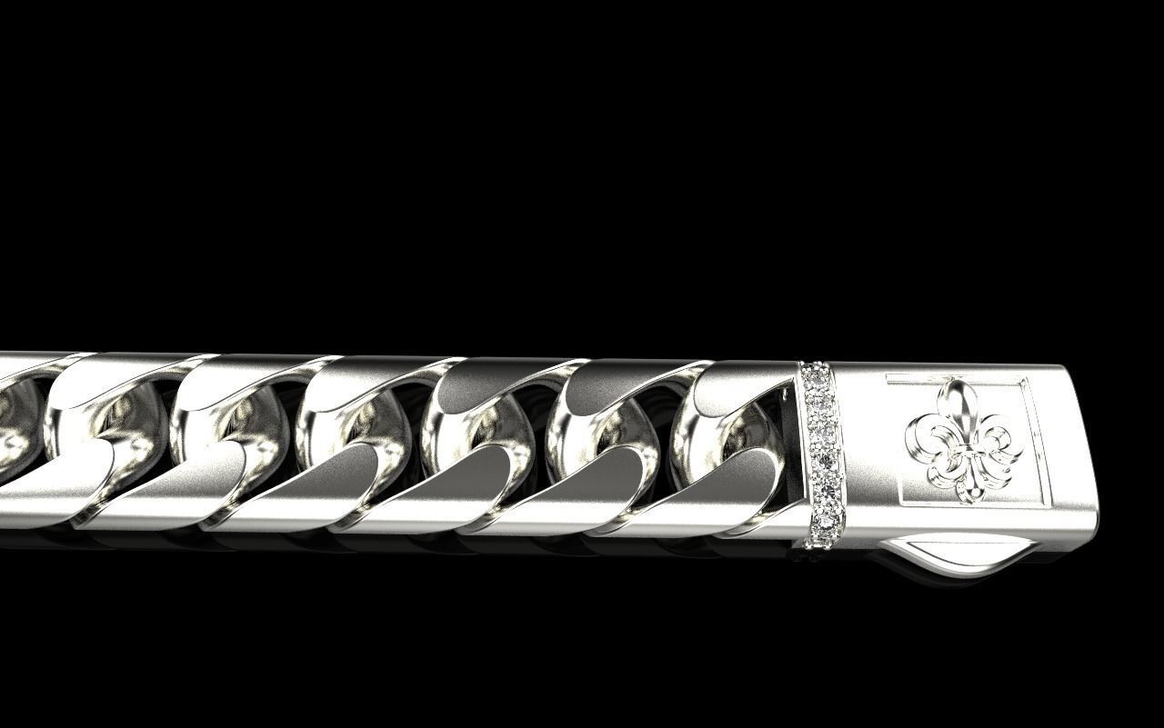 Cuban chain bracelet size 17 model 649 3D print model_31