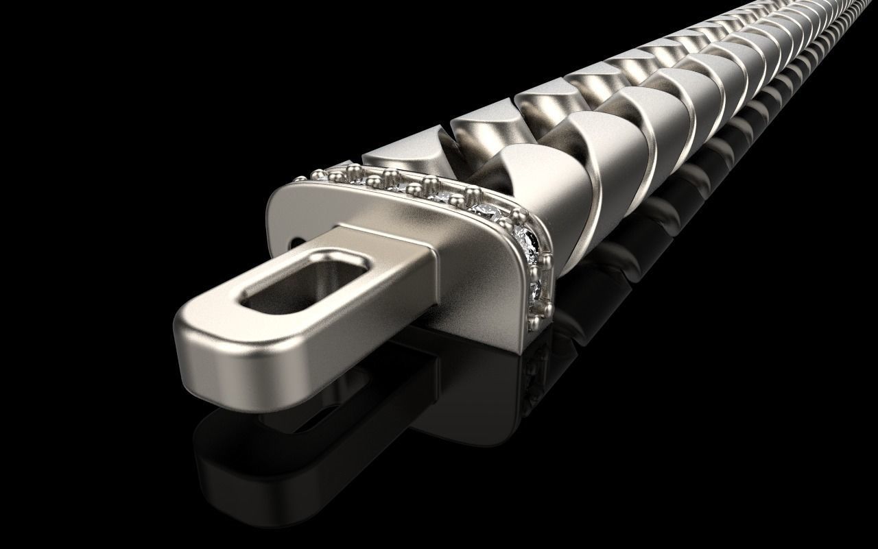 Cuban chain bracelet size 17 model 649 3D print model_35