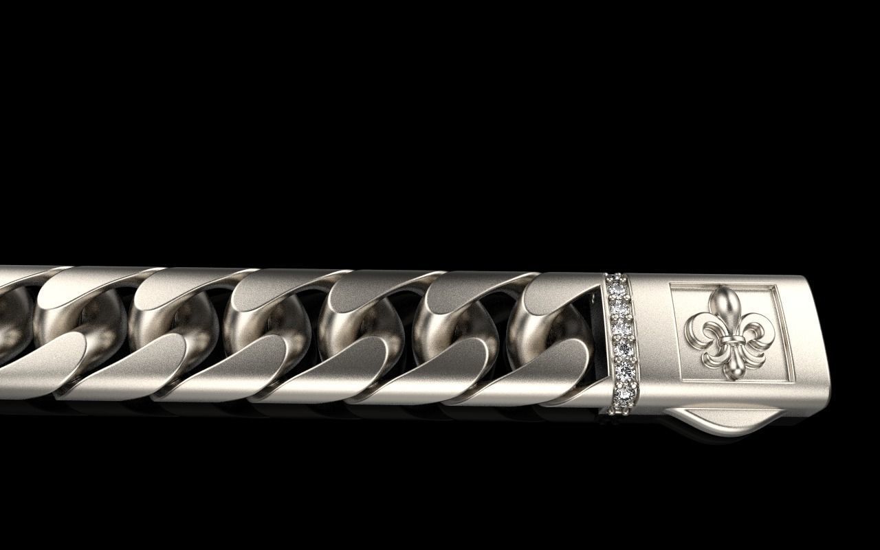 Cuban chain bracelet size 17 model 649 3D print model_3