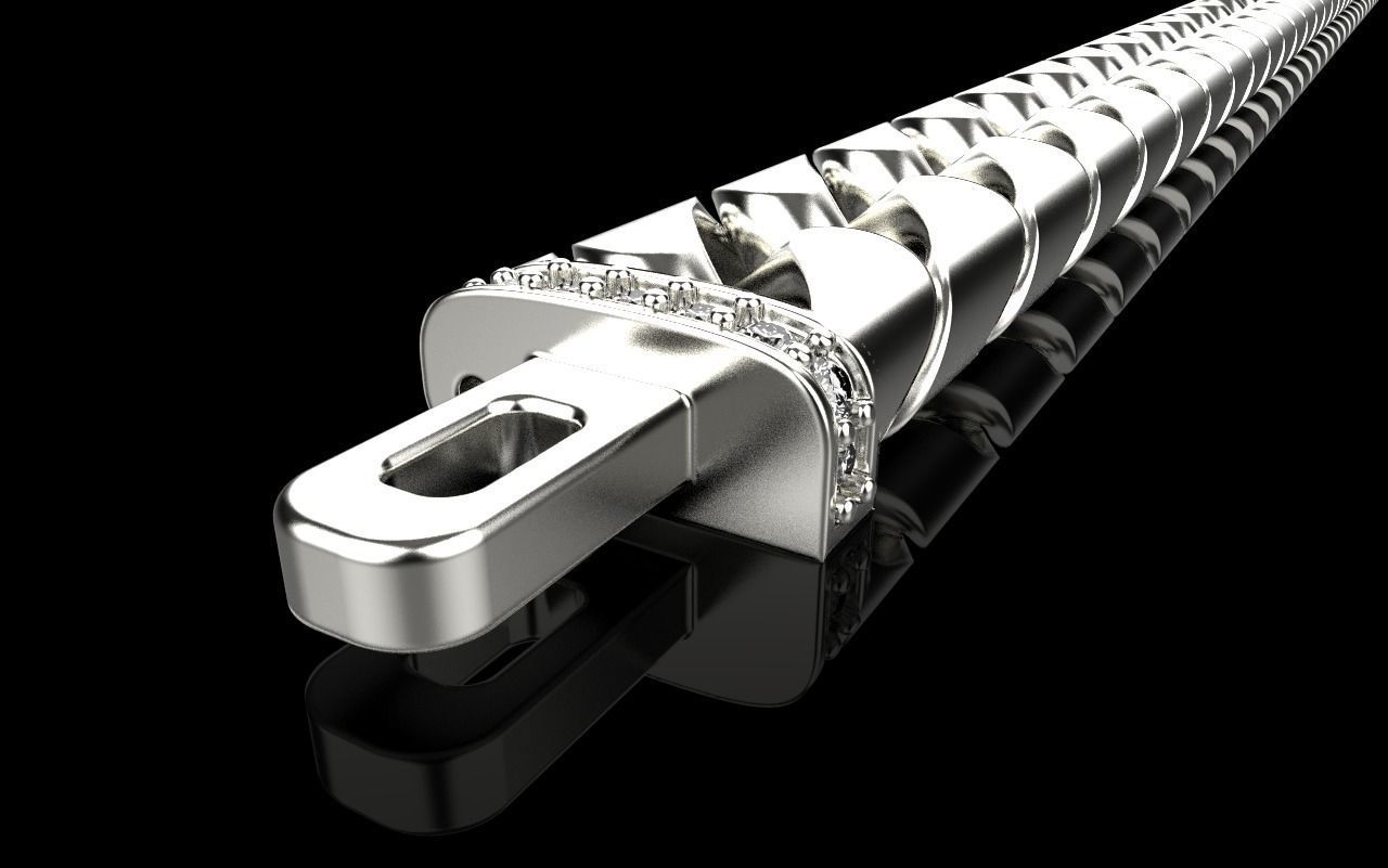 Cuban chain bracelet size 17 model 649 3D print model_36