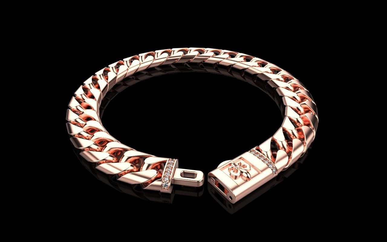 Cuban chain bracelet size 17 model 649 3D print model_13