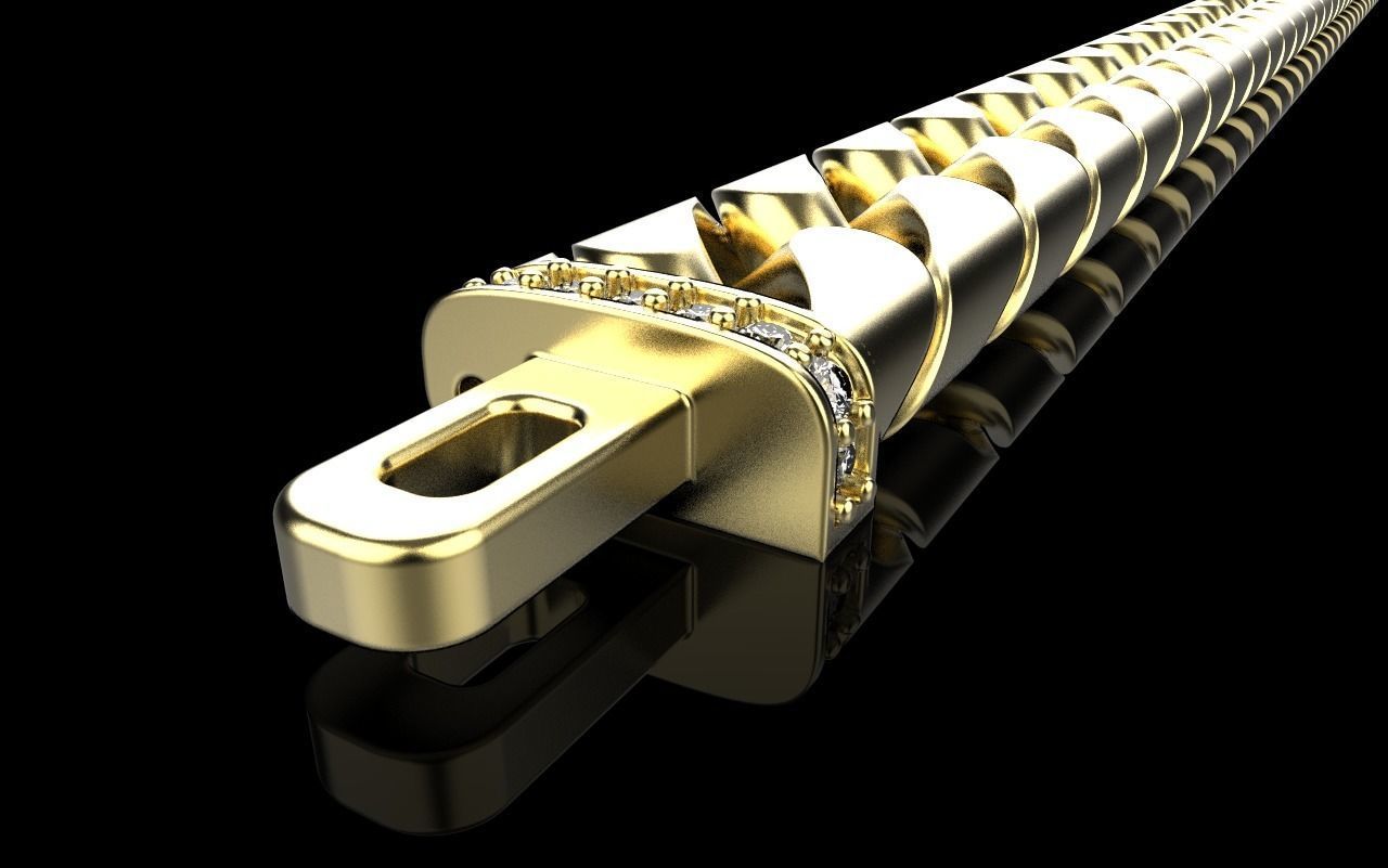 Cuban chain bracelet size 17 model 649 3D print model_34