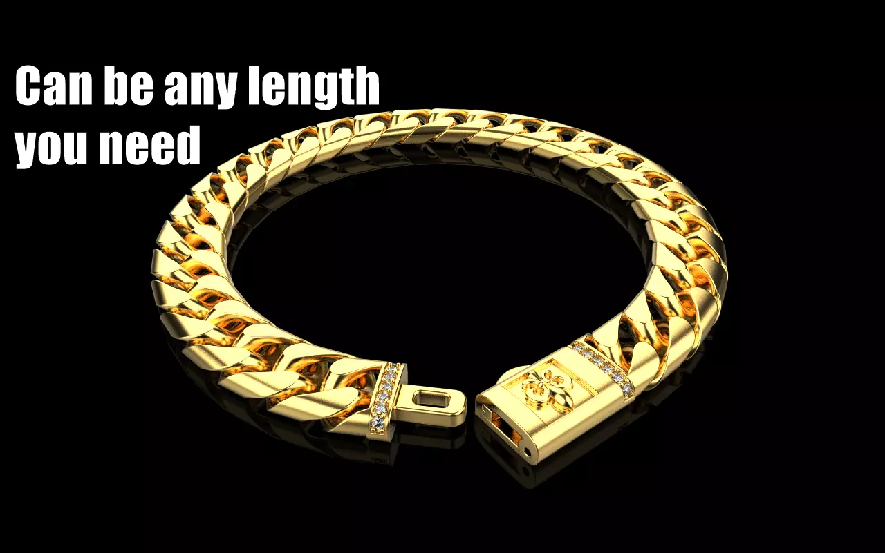 Cuban chain bracelet size 17 model 649 3D print model_0