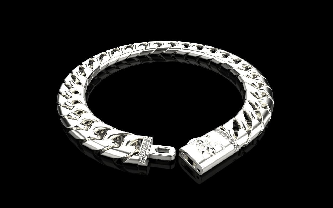 Cuban chain bracelet size 17 model 649 3D print model_14