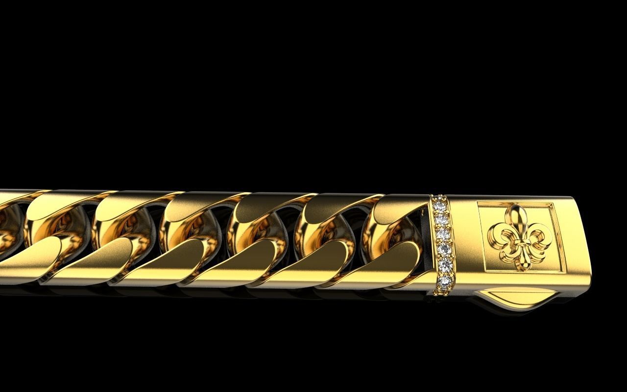 Cuban chain bracelet size 17 model 649 3D print model_32