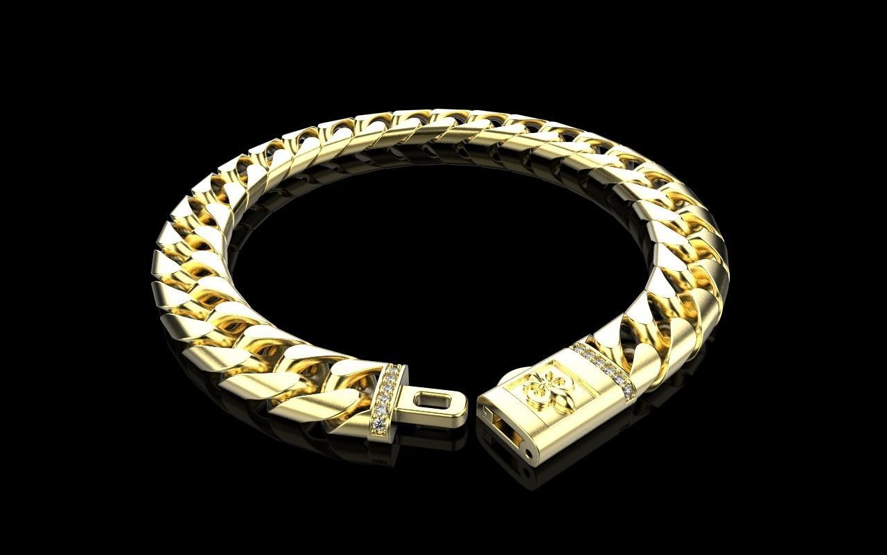 Cuban chain bracelet size 17 model 649 3D print model_11