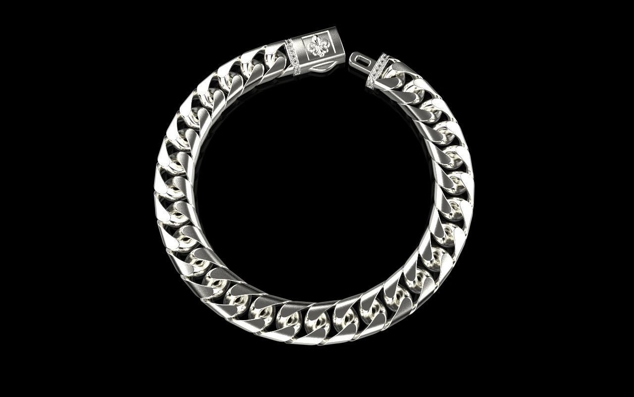 Cuban chain bracelet size 17 model 649 3D print model_23
