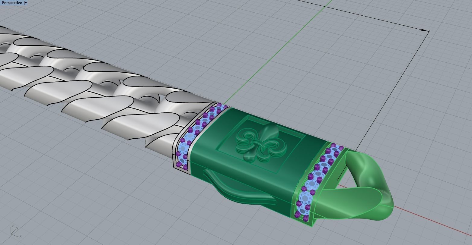 Cuban chain bracelet size 17 model 649 3D print model_6