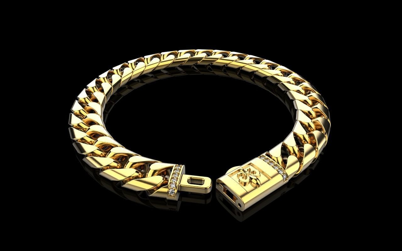 Cuban chain bracelet size 17 model 649 3D print model_15