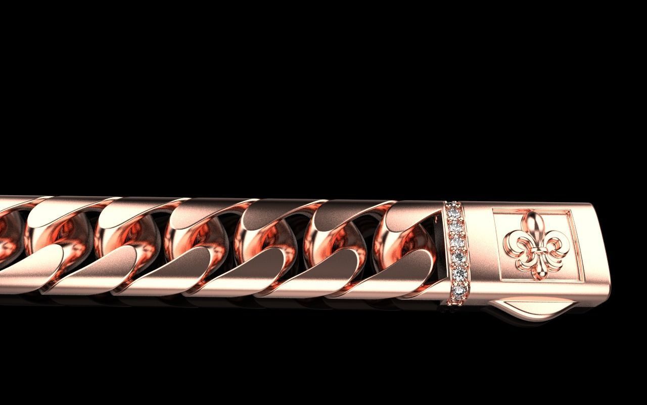 Cuban chain bracelet size 17 model 649 3D print model_30