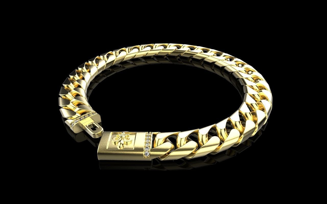 Cuban chain bracelet size 17 model 649 3D print model_17