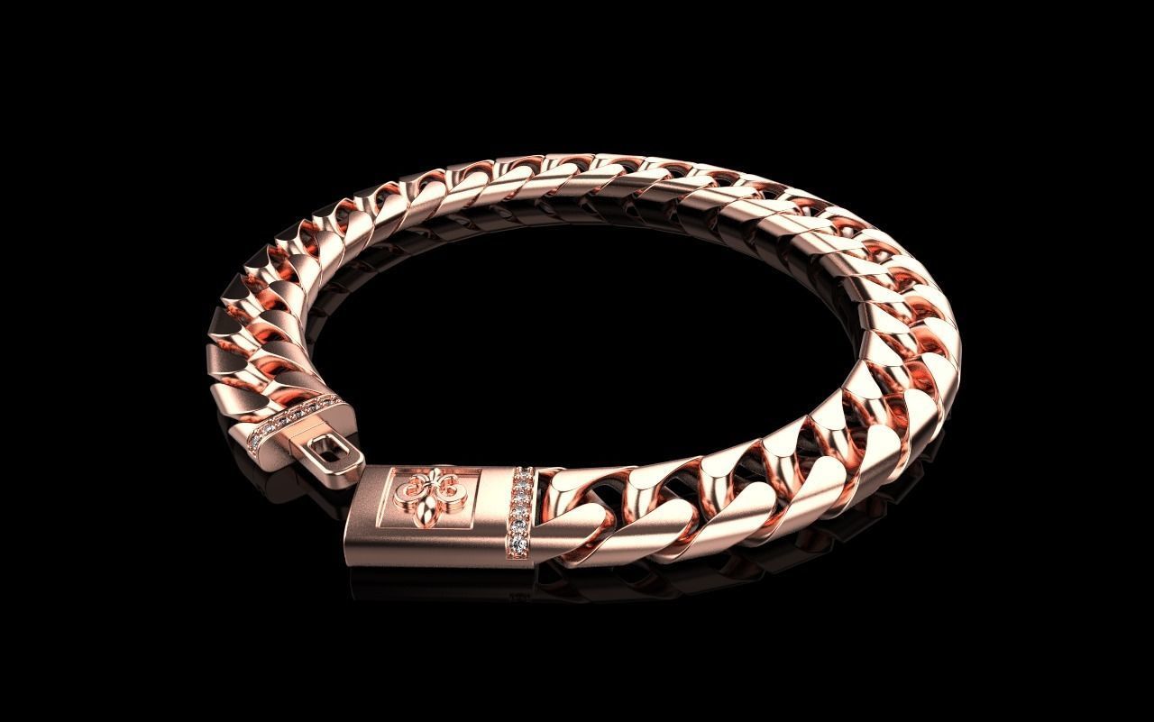 Cuban chain bracelet size 17 model 649 3D print model_19