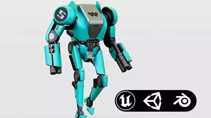 BATTLE DROID DF100 Rigged for Unreal Engine - Unity - MIXAMO 3D model