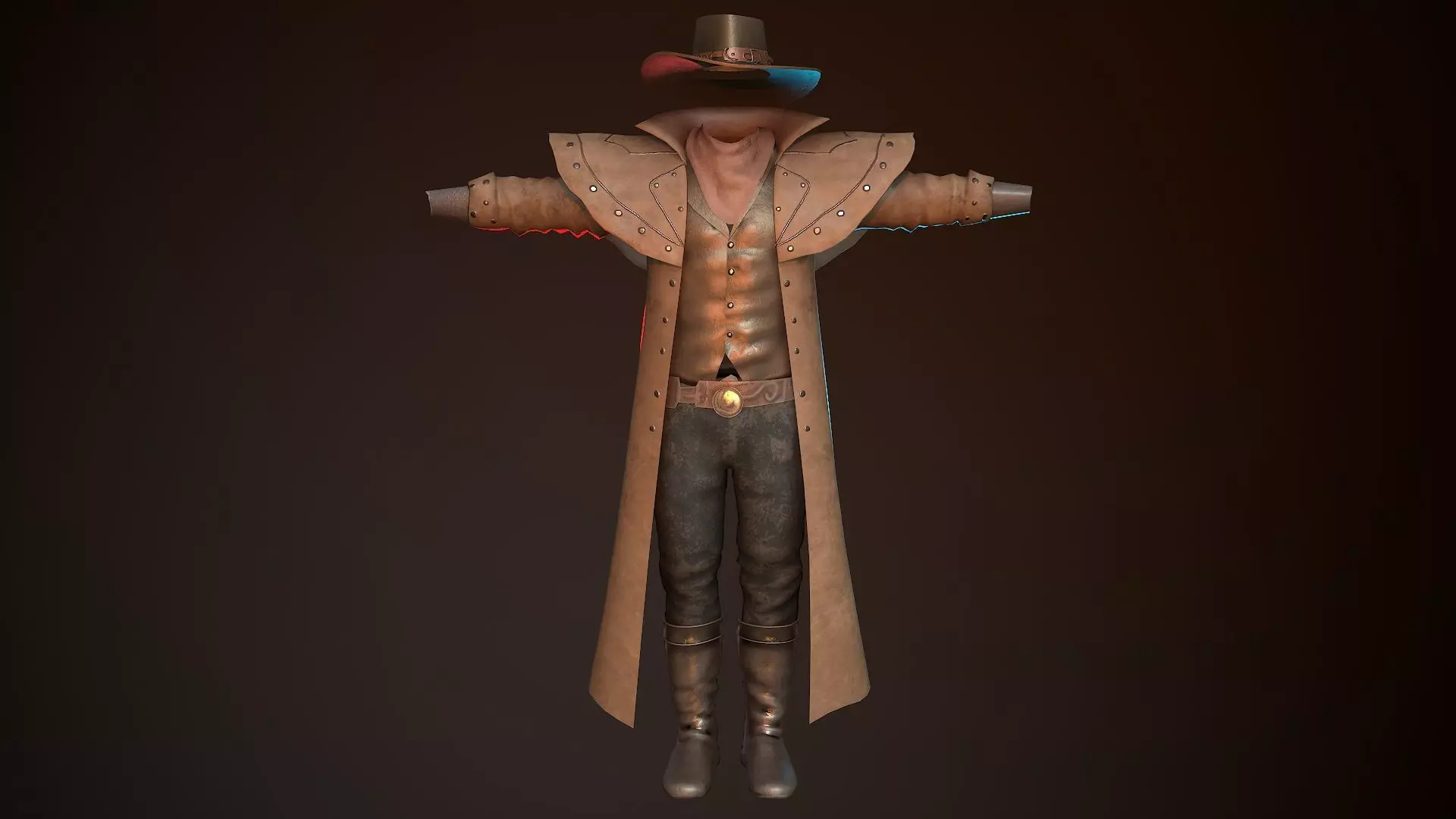 Cowboy Coat Low-poly 3D model_0