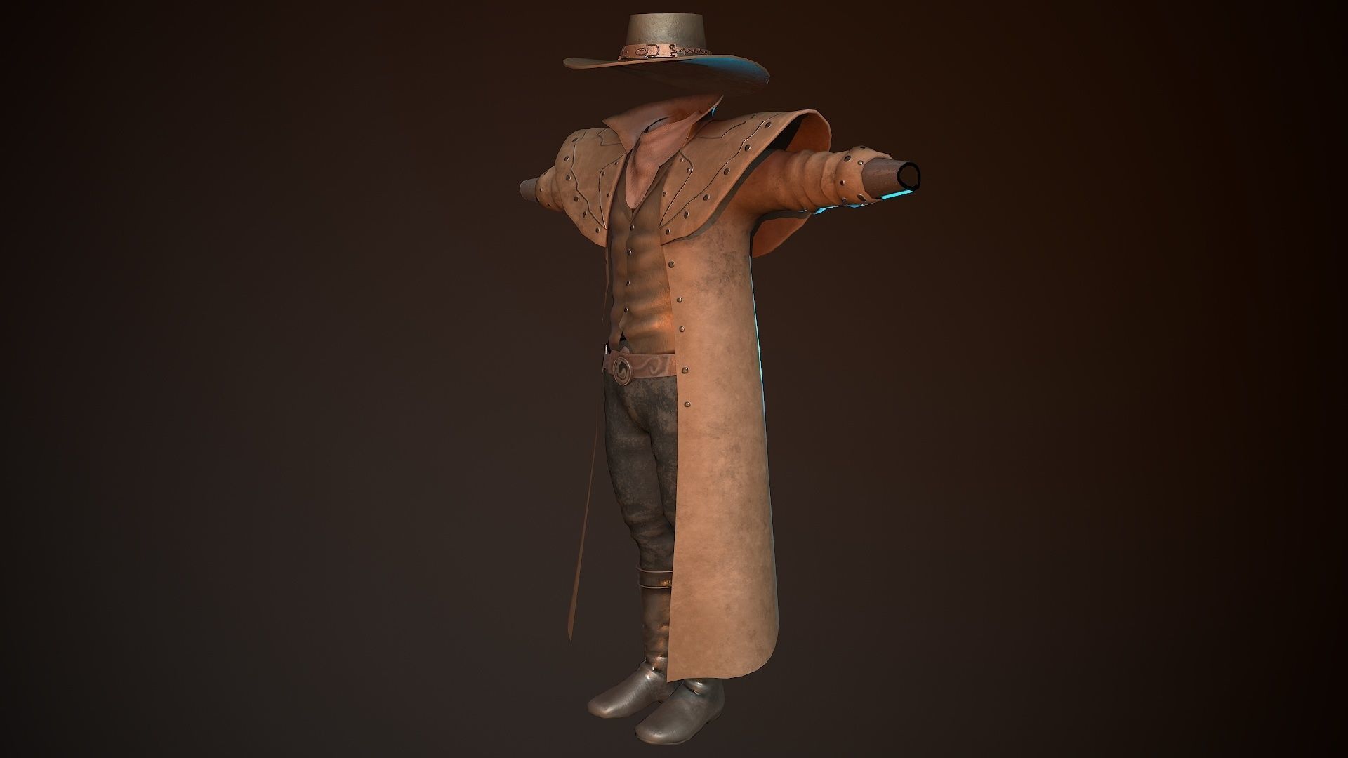 Cowboy Coat Low-poly 3D model_7