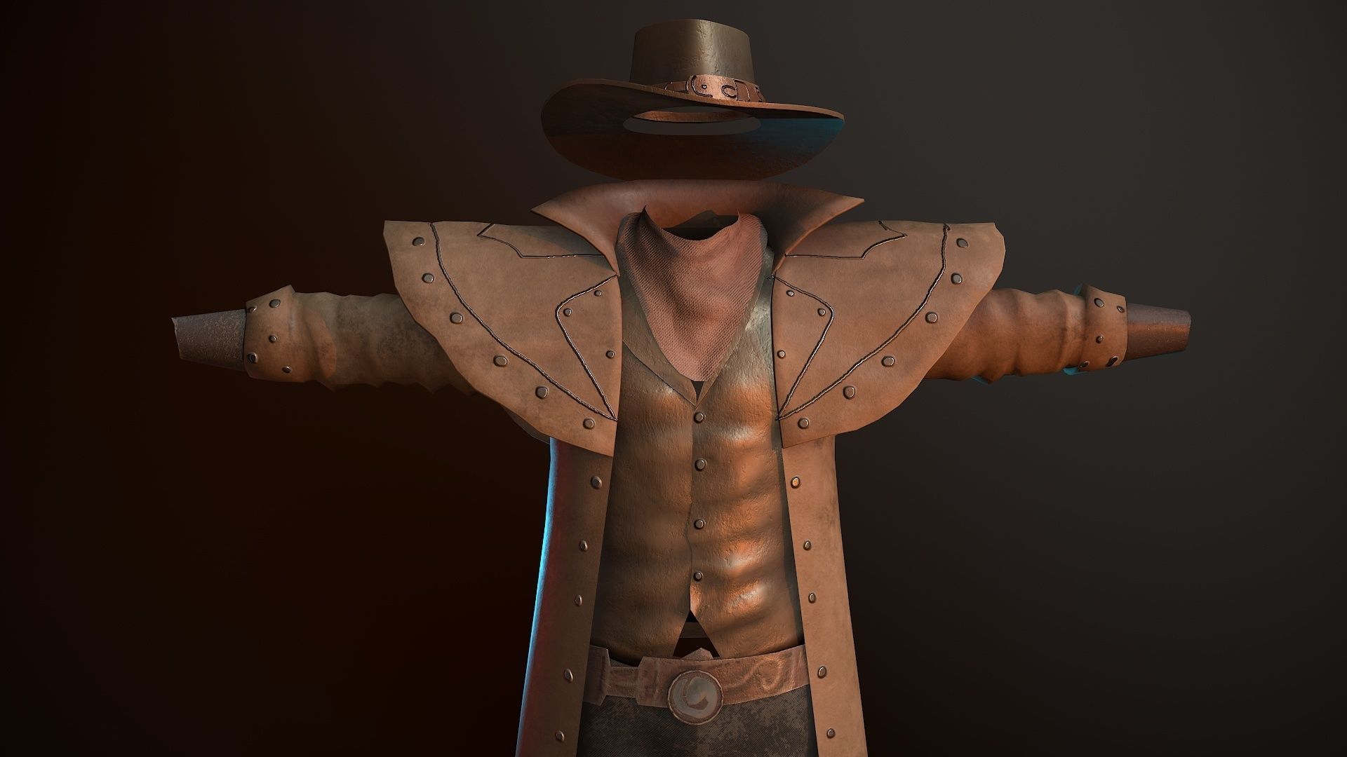 Cowboy Coat Low-poly 3D model_8
