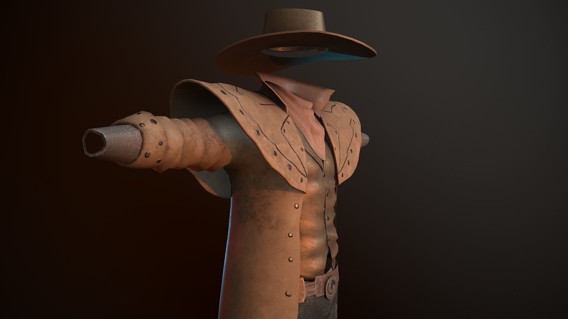 Cowboy Coat Low-poly 3D model_9