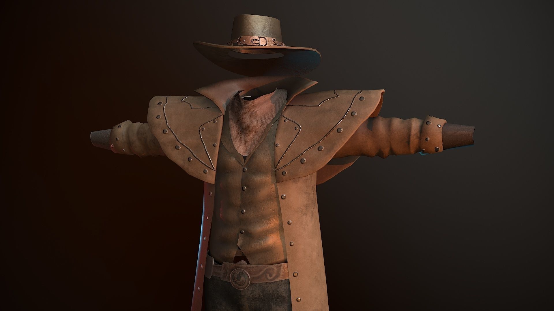 Cowboy Coat Low-poly 3D model_13