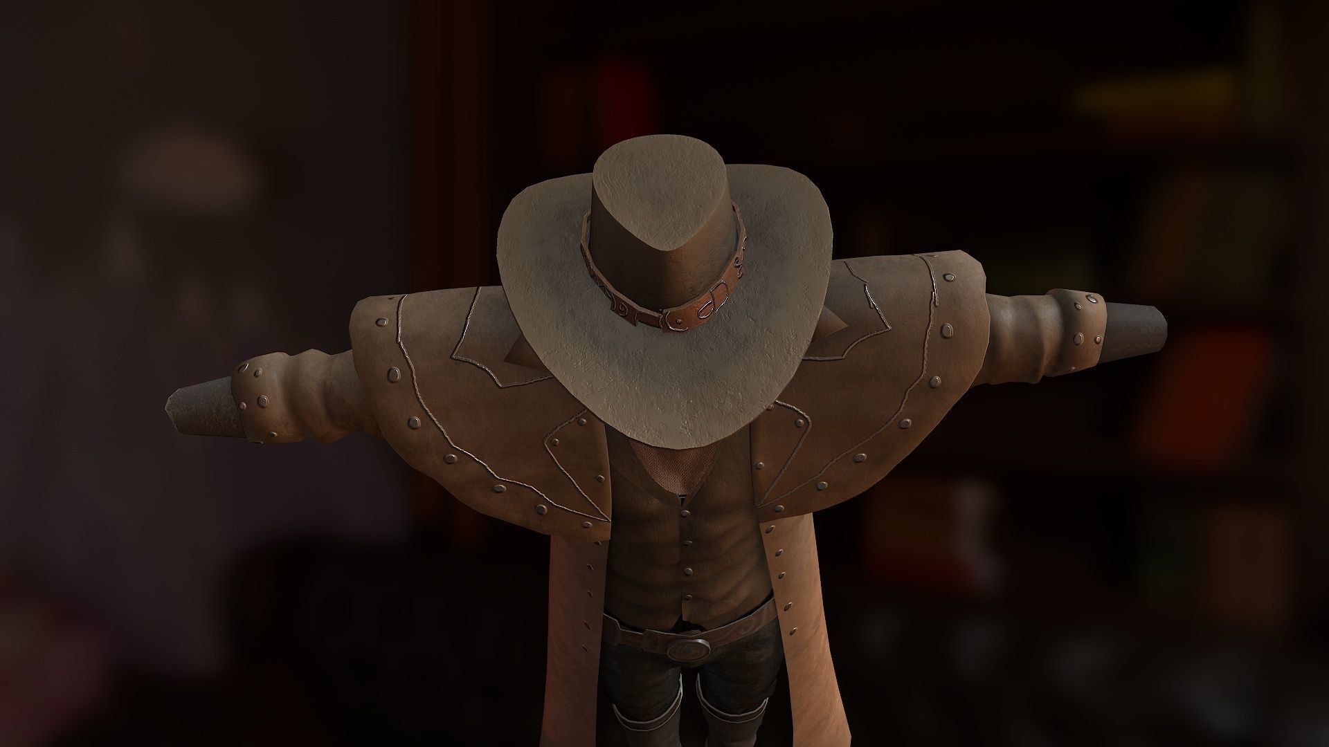 Cowboy Coat Low-poly 3D model_18