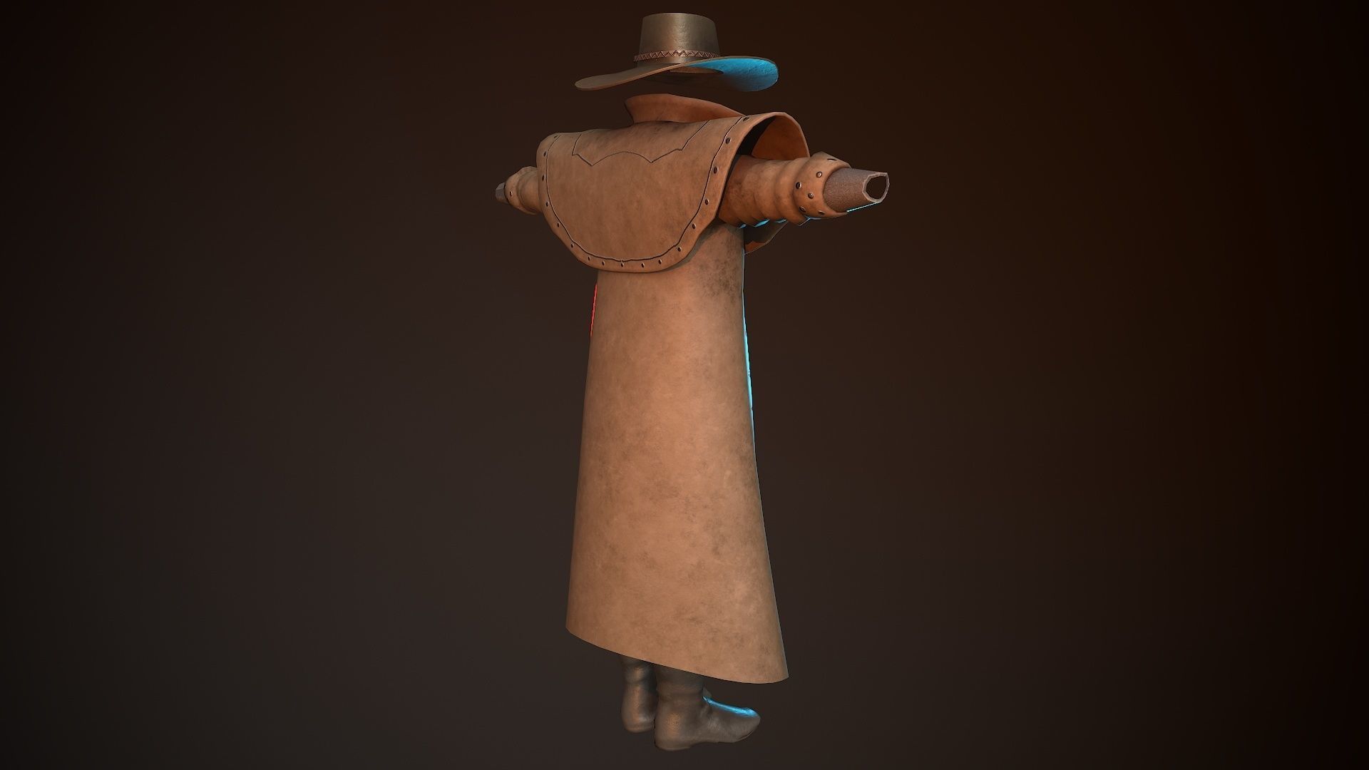 Cowboy Coat Low-poly 3D model_4
