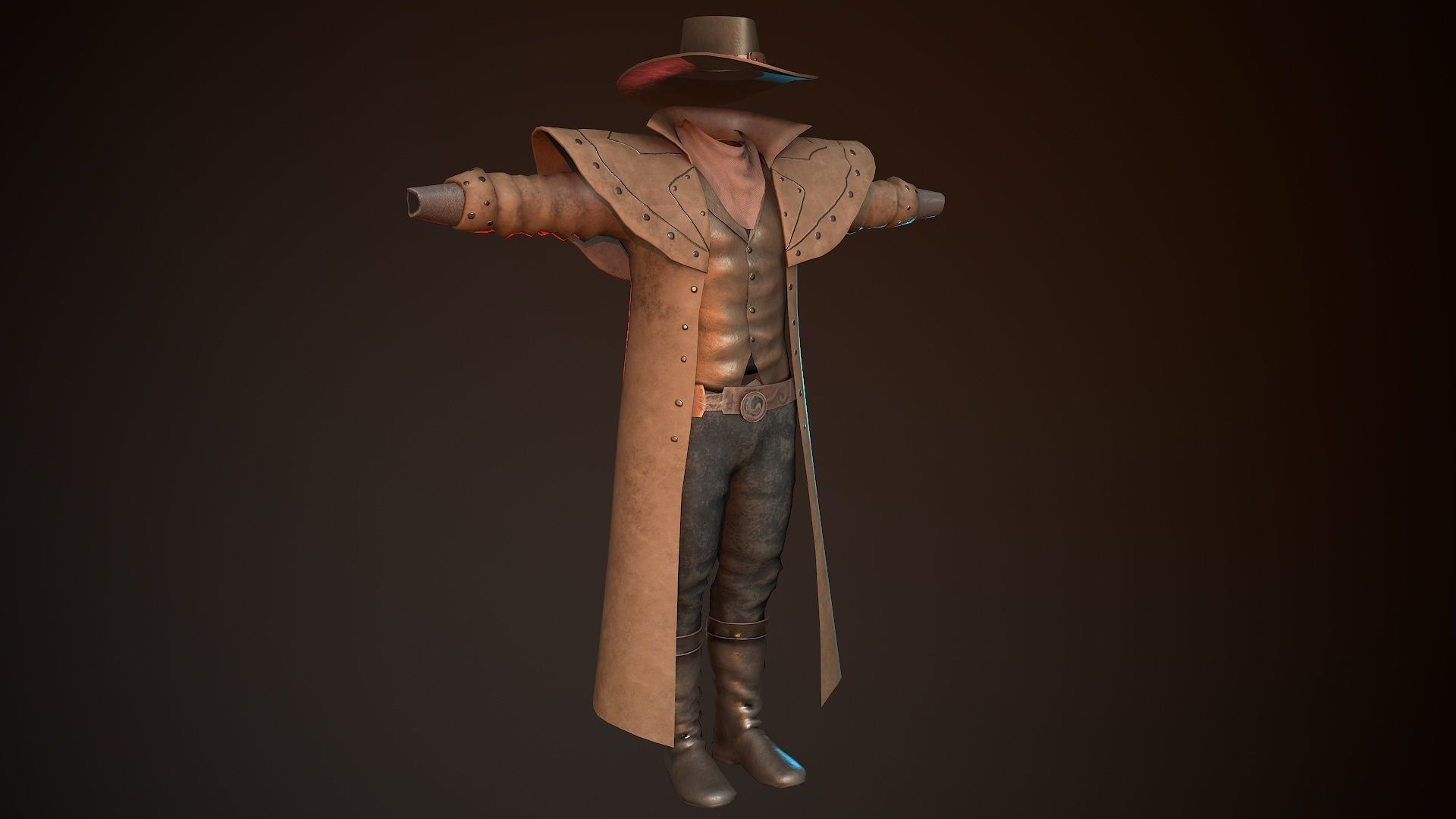 Cowboy Coat Low-poly 3D model_2