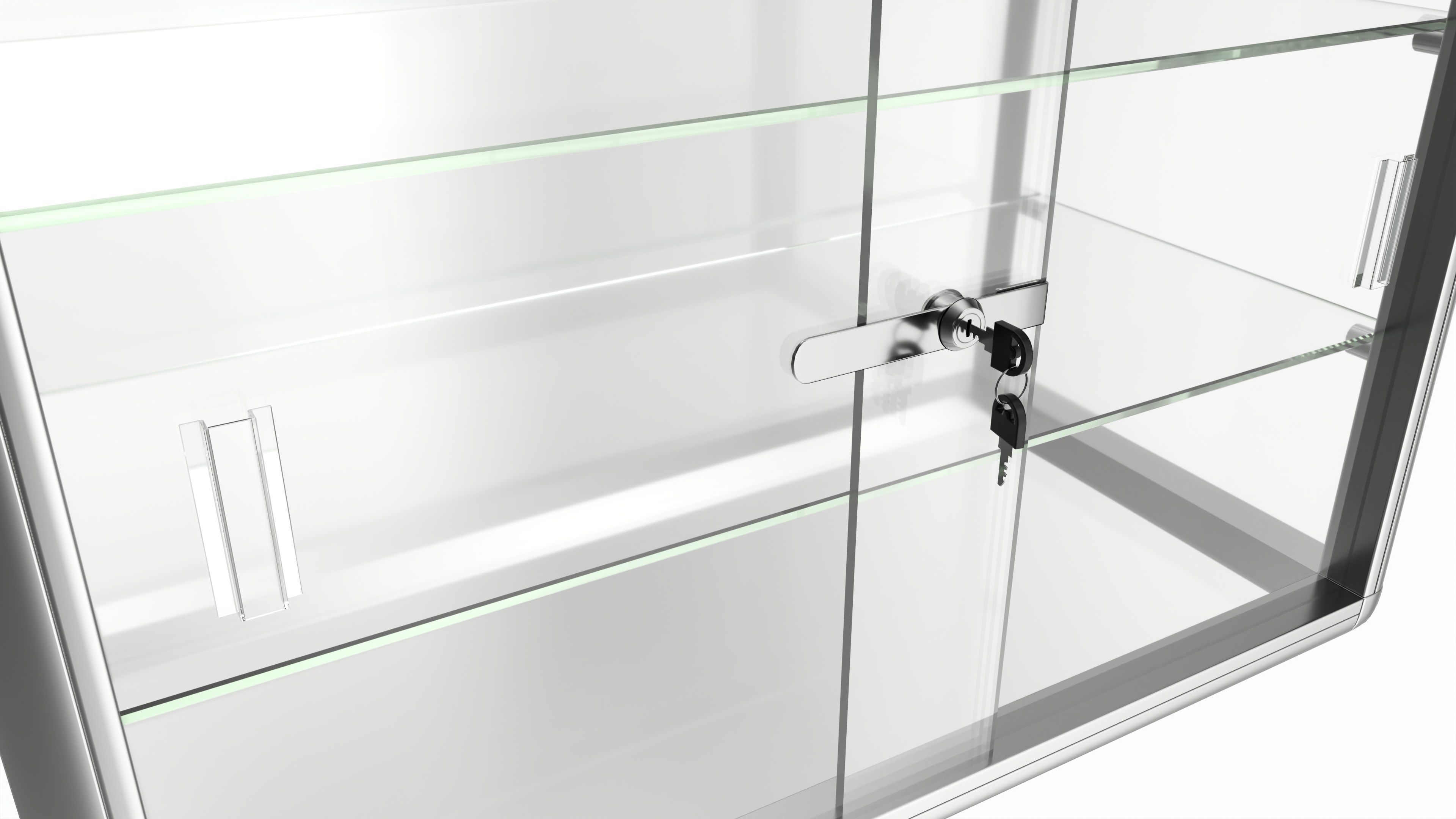 Shop two level counter top glass showcase 3D model_2