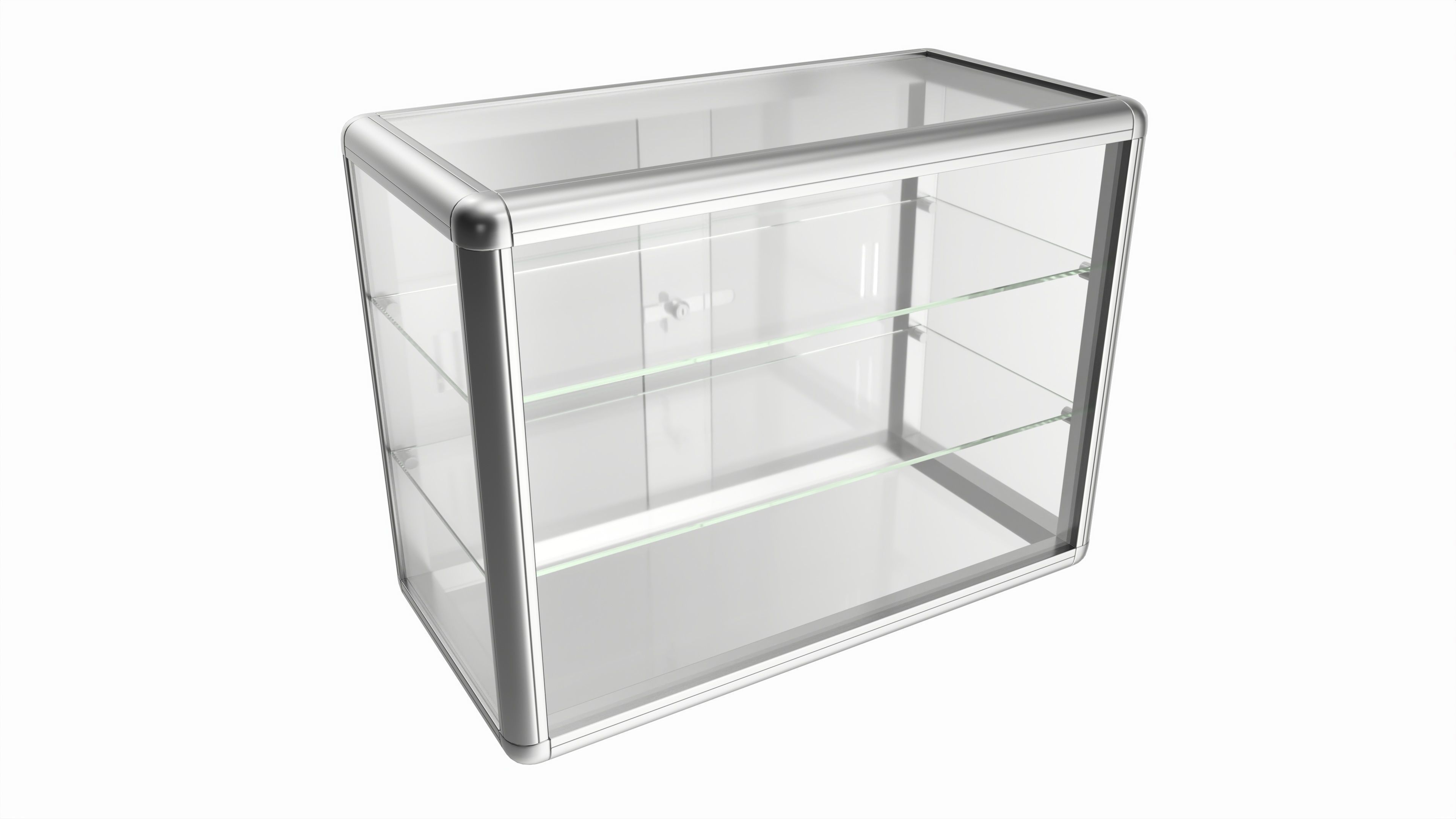 Shop two level counter top glass showcase 3D model_1