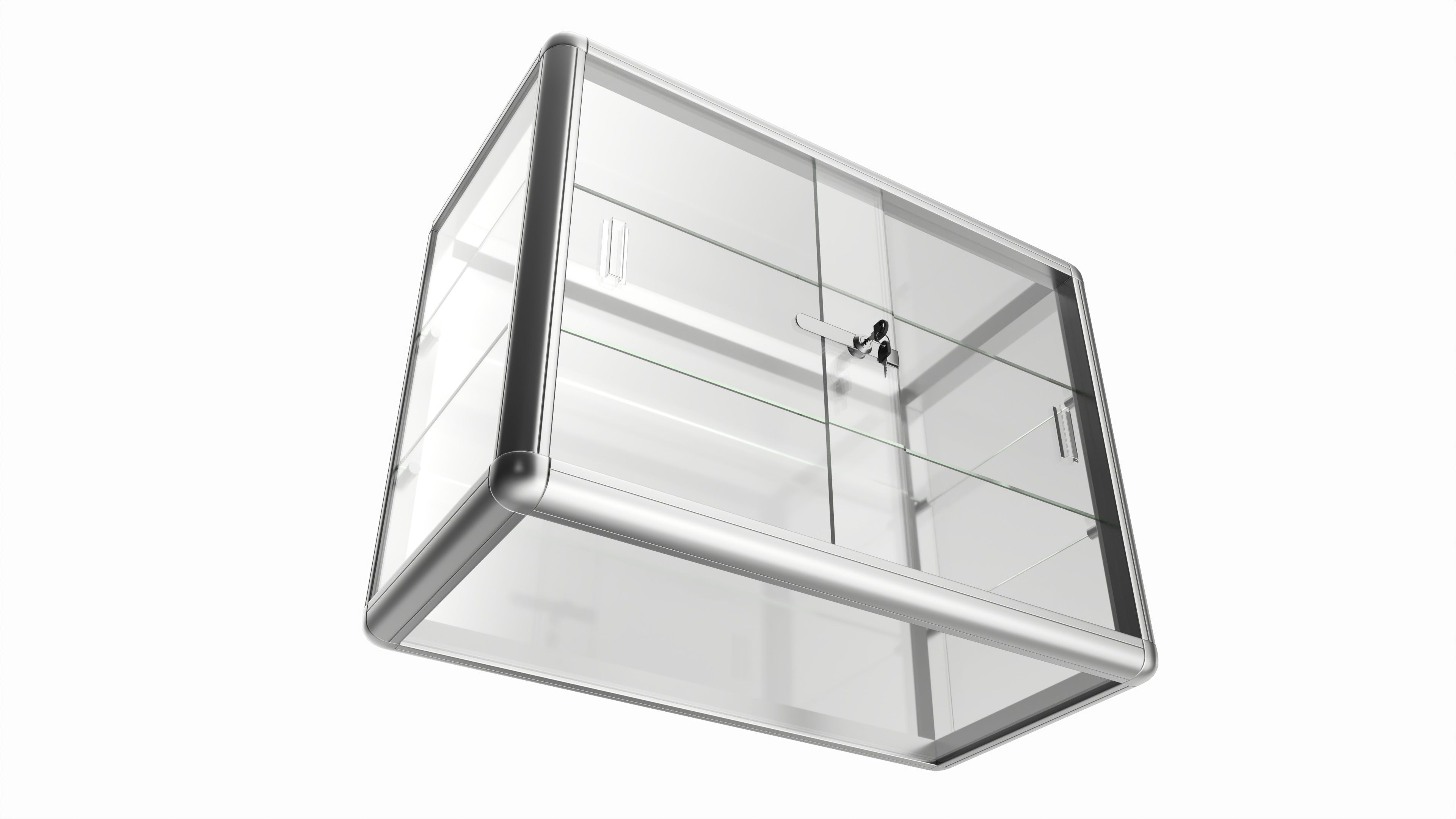 Shop two level counter top glass showcase 3D model_3
