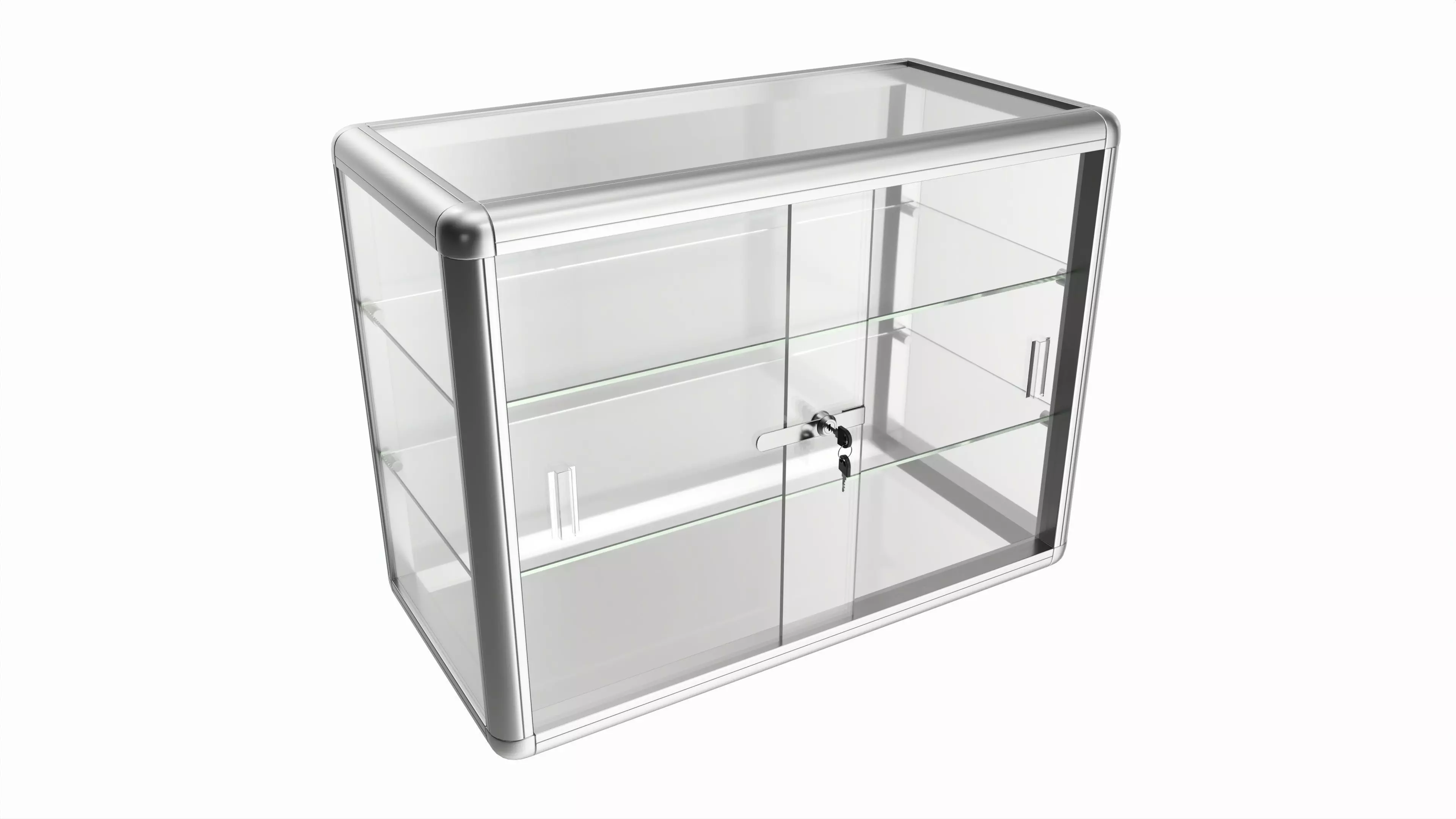 Shop two level counter top glass showcase 3D model_0