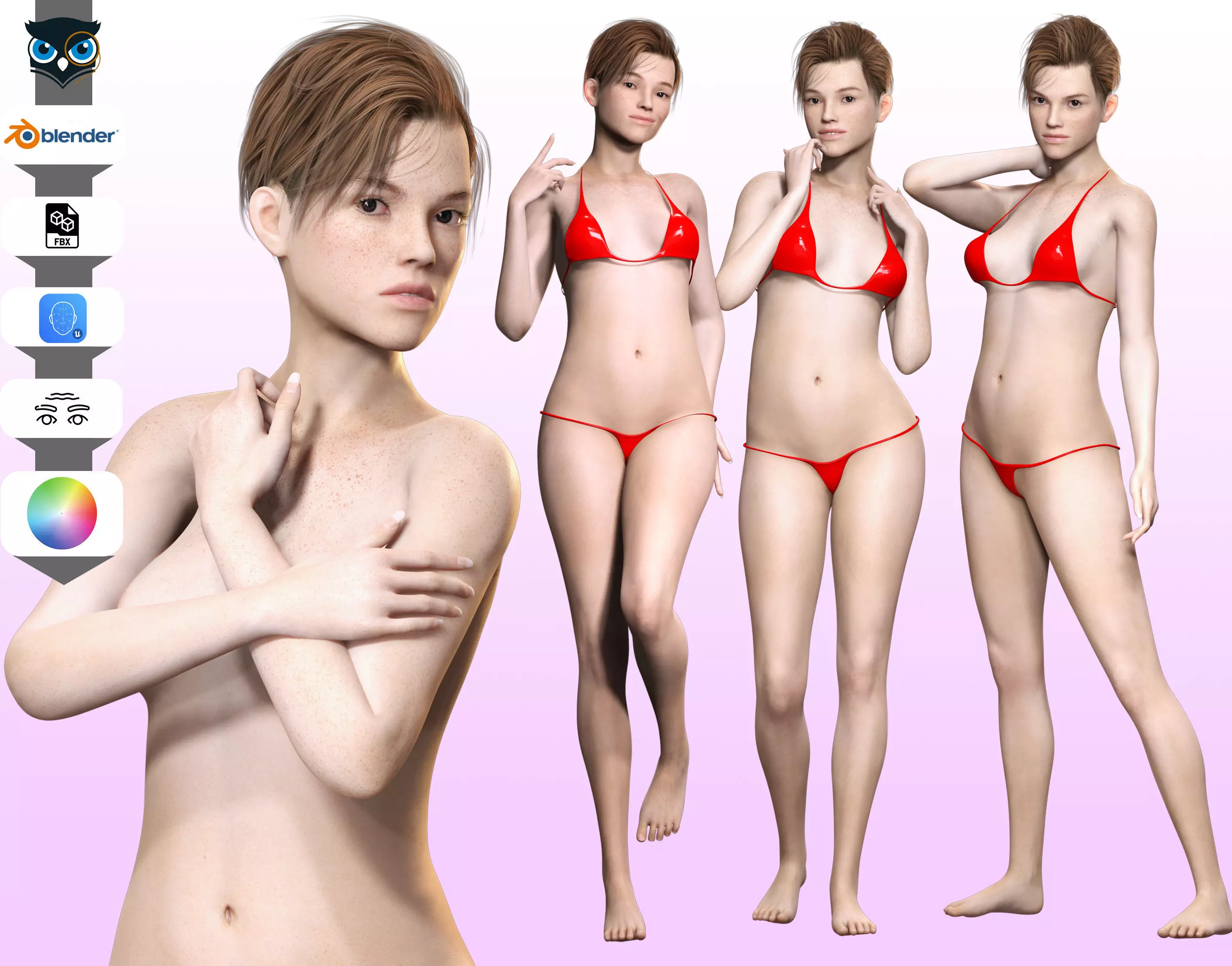 Ava - Realistic Woman Prefect Base Shape Low-poly 3D model