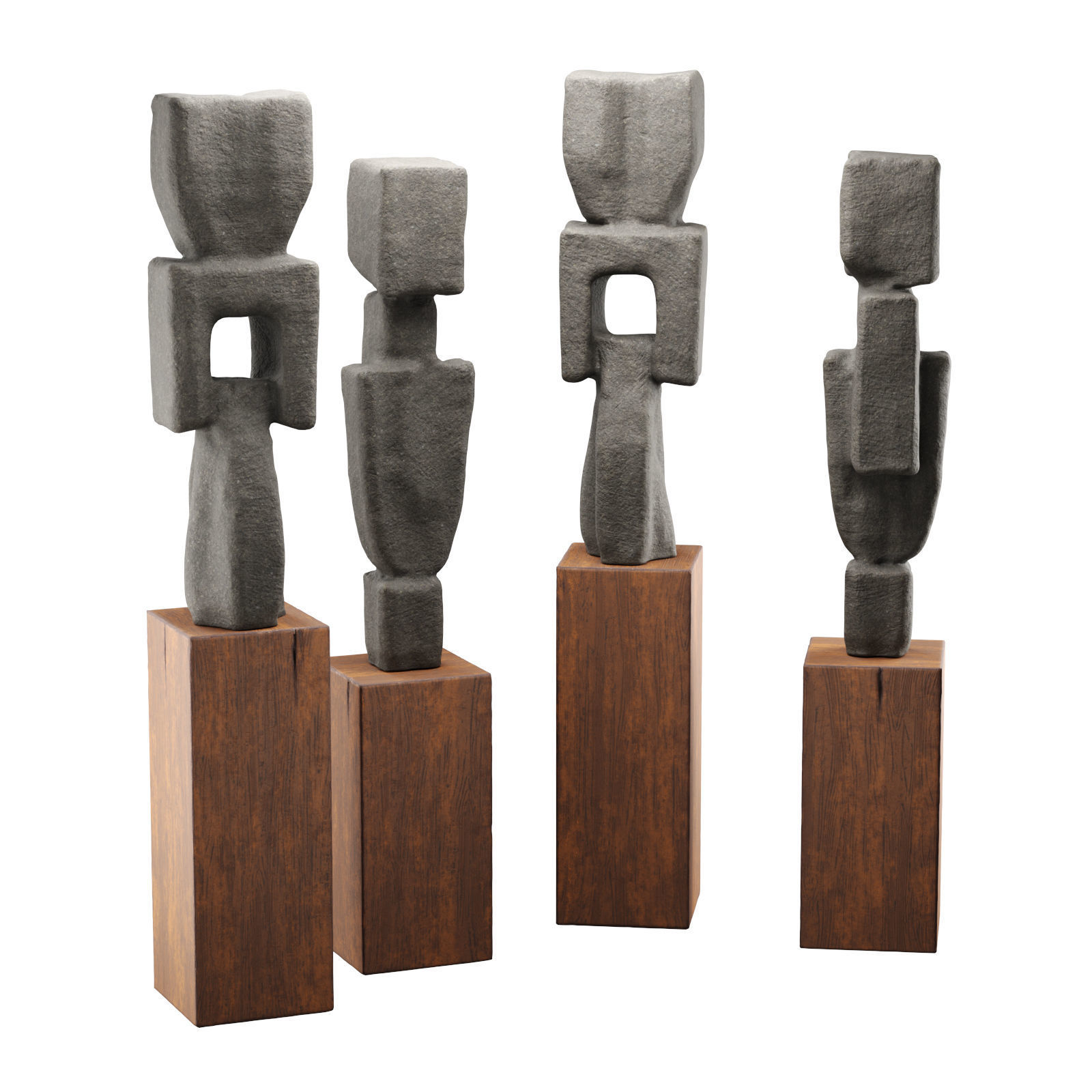 Constractive modern figures sculptures Low-poly 3D model_2