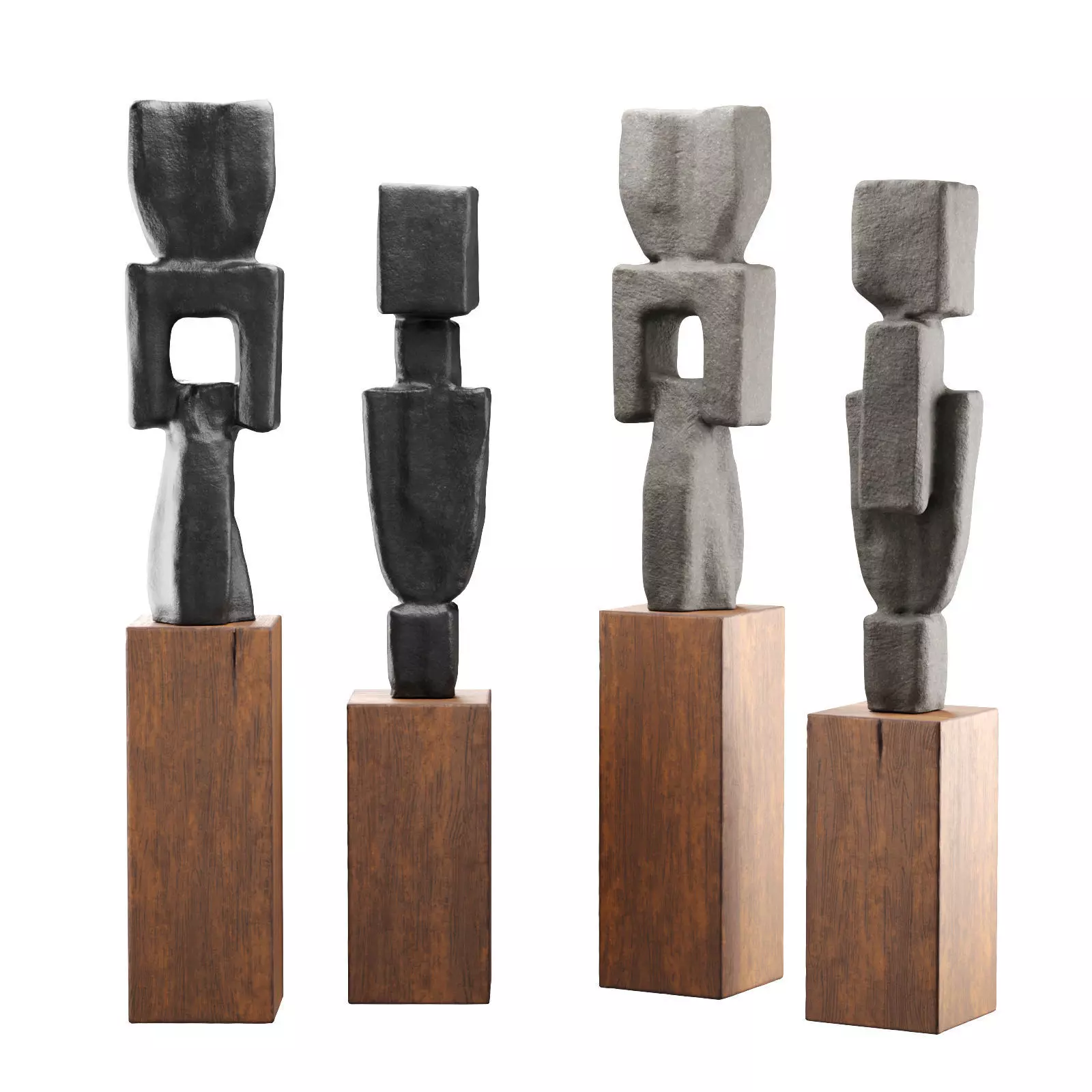 Constractive modern figures sculptures Low-poly 3D model_0
