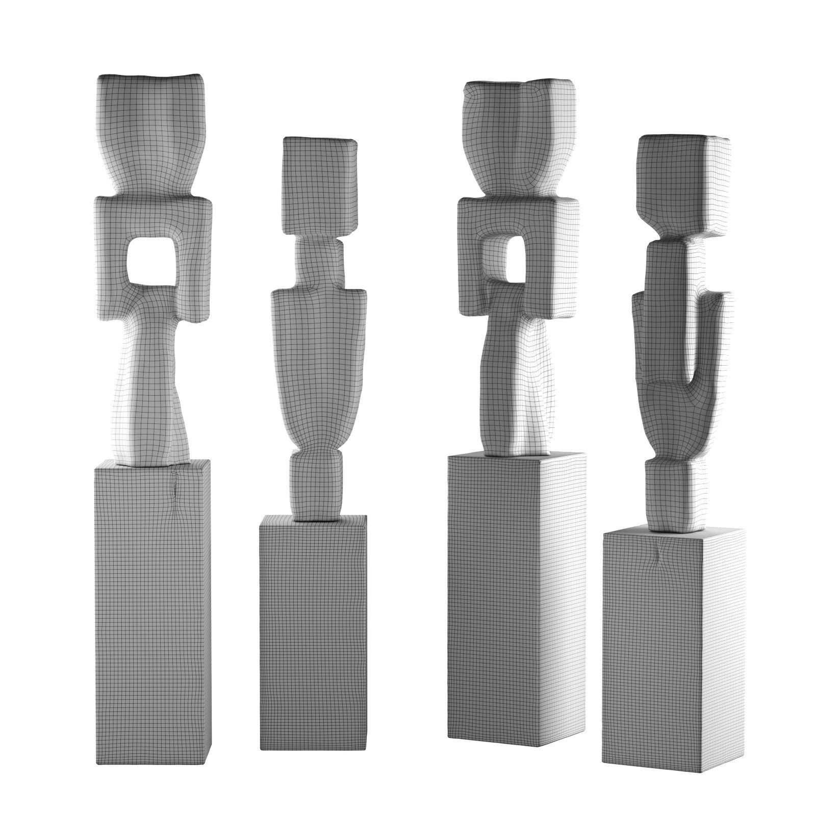 Constractive modern figures sculptures Low-poly 3D model_5