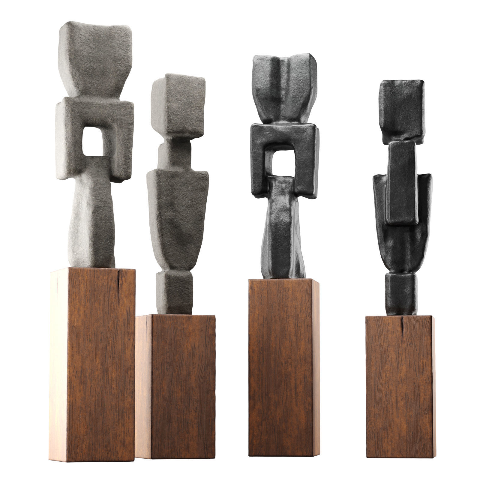 Constractive modern figures sculptures Low-poly 3D model_3