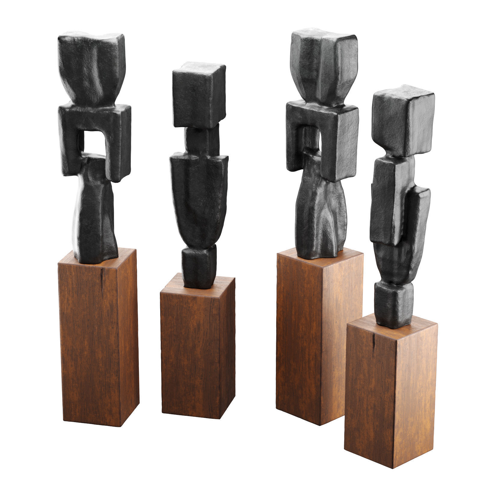 Constractive modern figures sculptures Low-poly 3D model_1