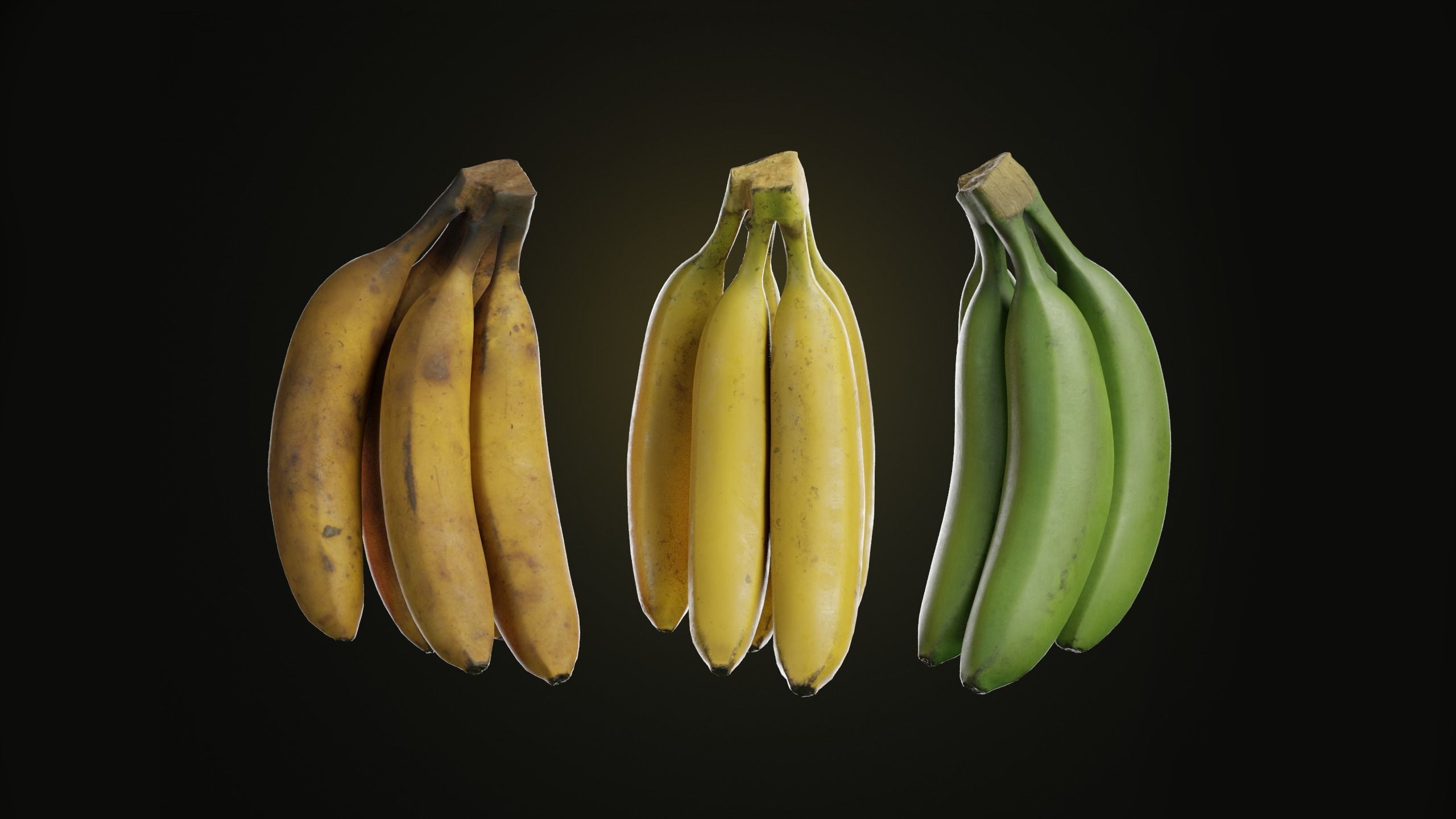 Photorealistic Banana 3D Model - Bunch-of-Five Low-poly 3D model_2