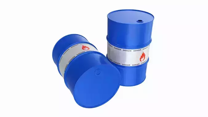 Steel oil barrel set blue 3D model