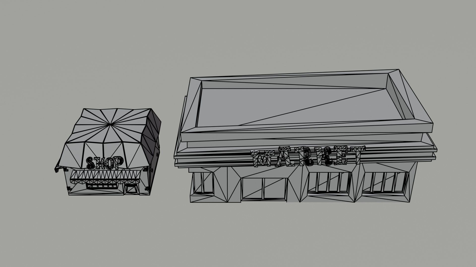 Cartoon shops Polygonal Style Low-poly 3D model_7