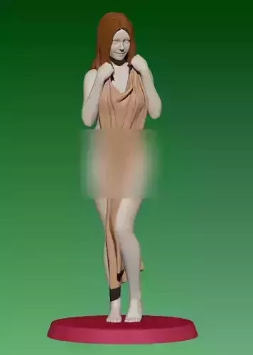 Shy girl with towel 3D print model
