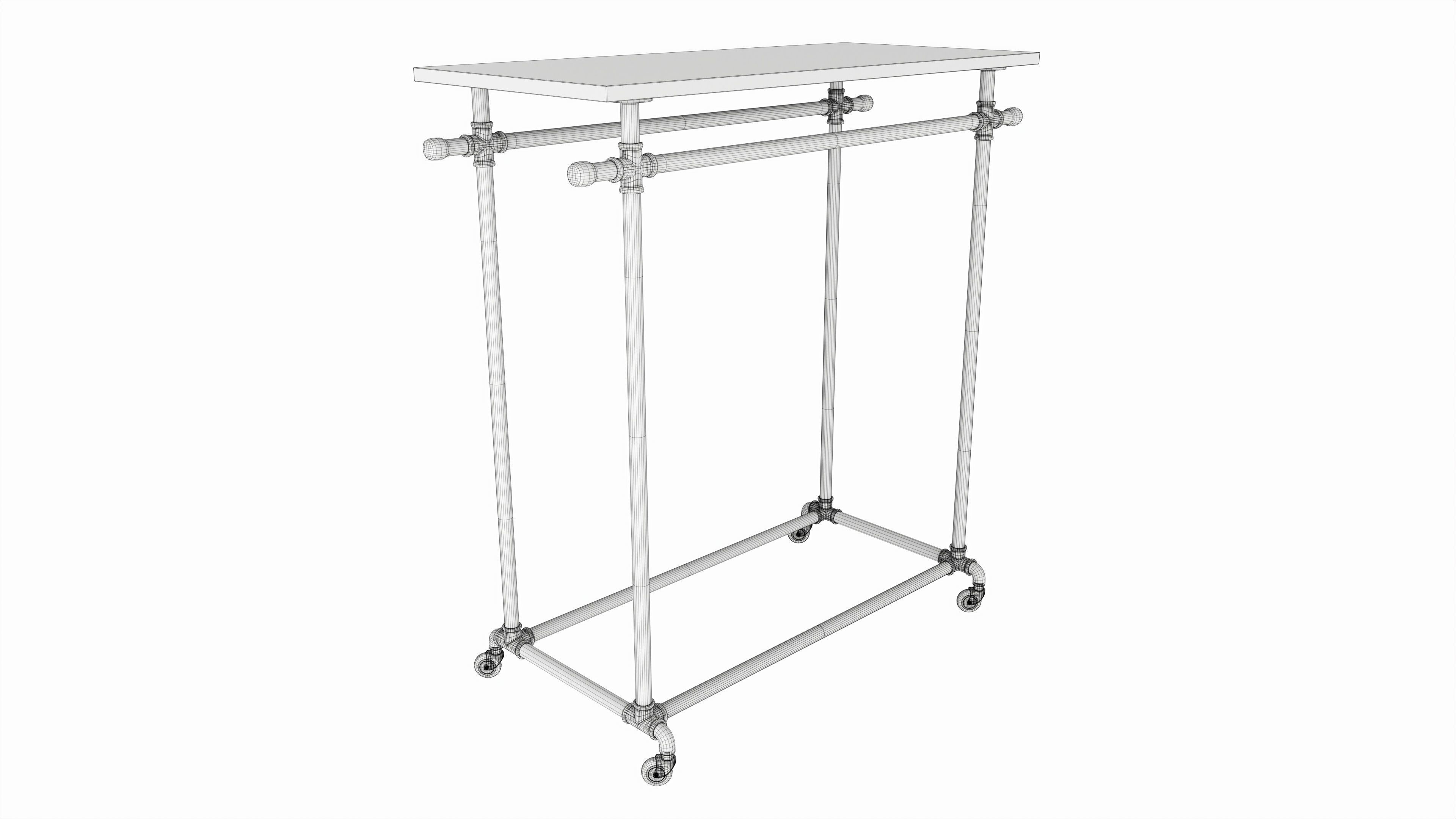Store double bar rack system 3D model_5