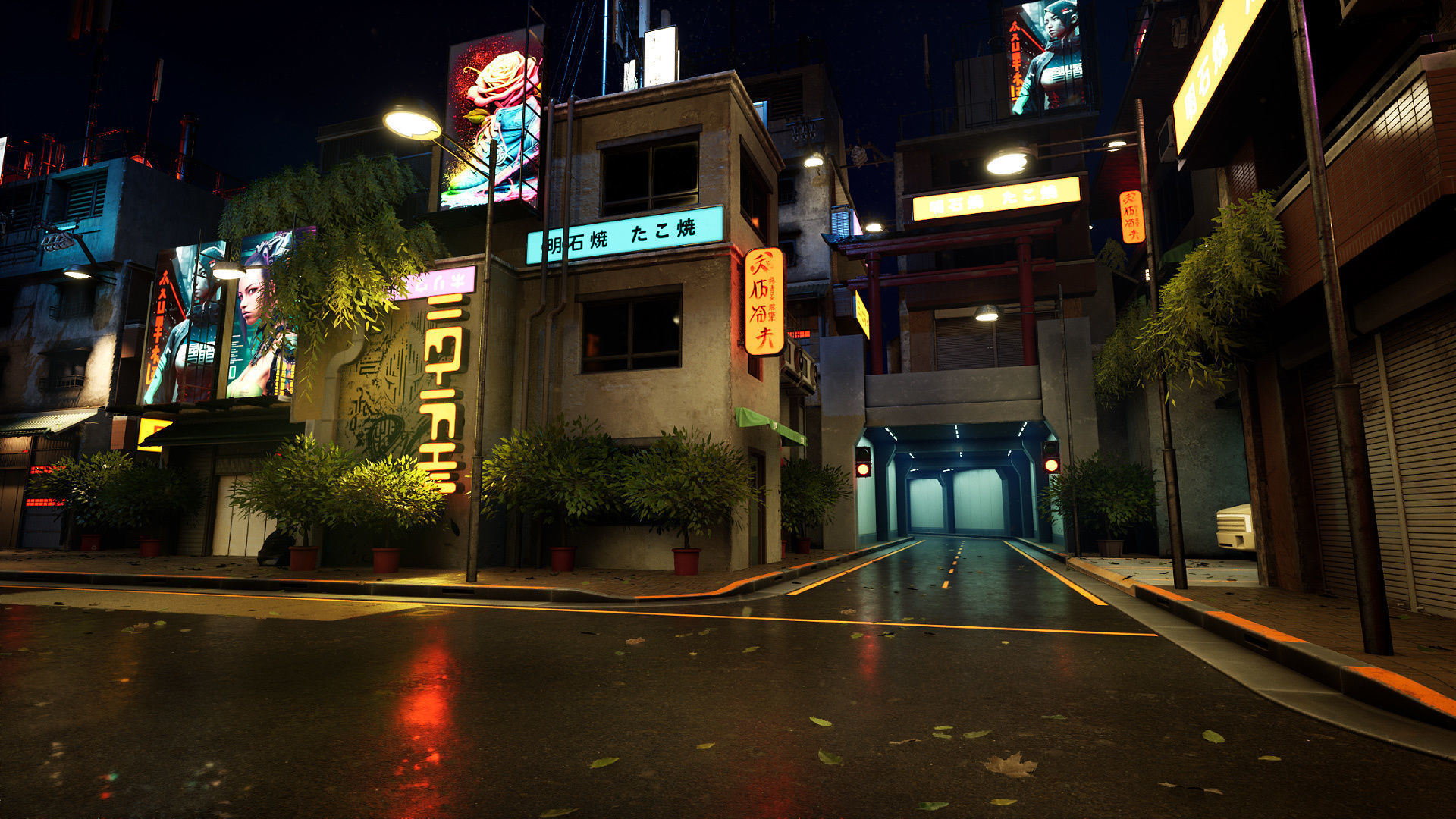 Cyberpunk District Low-poly 3D model_9