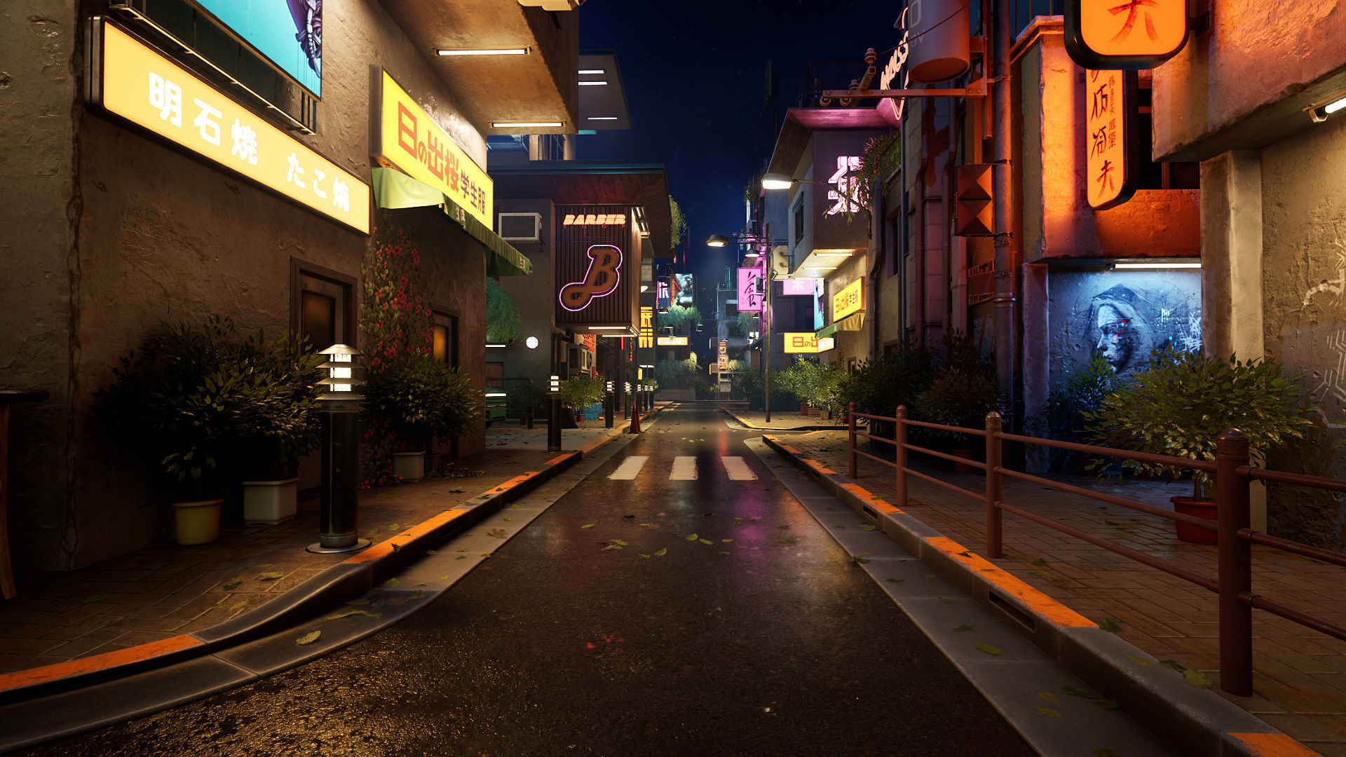 Cyberpunk District Low-poly 3D model_2