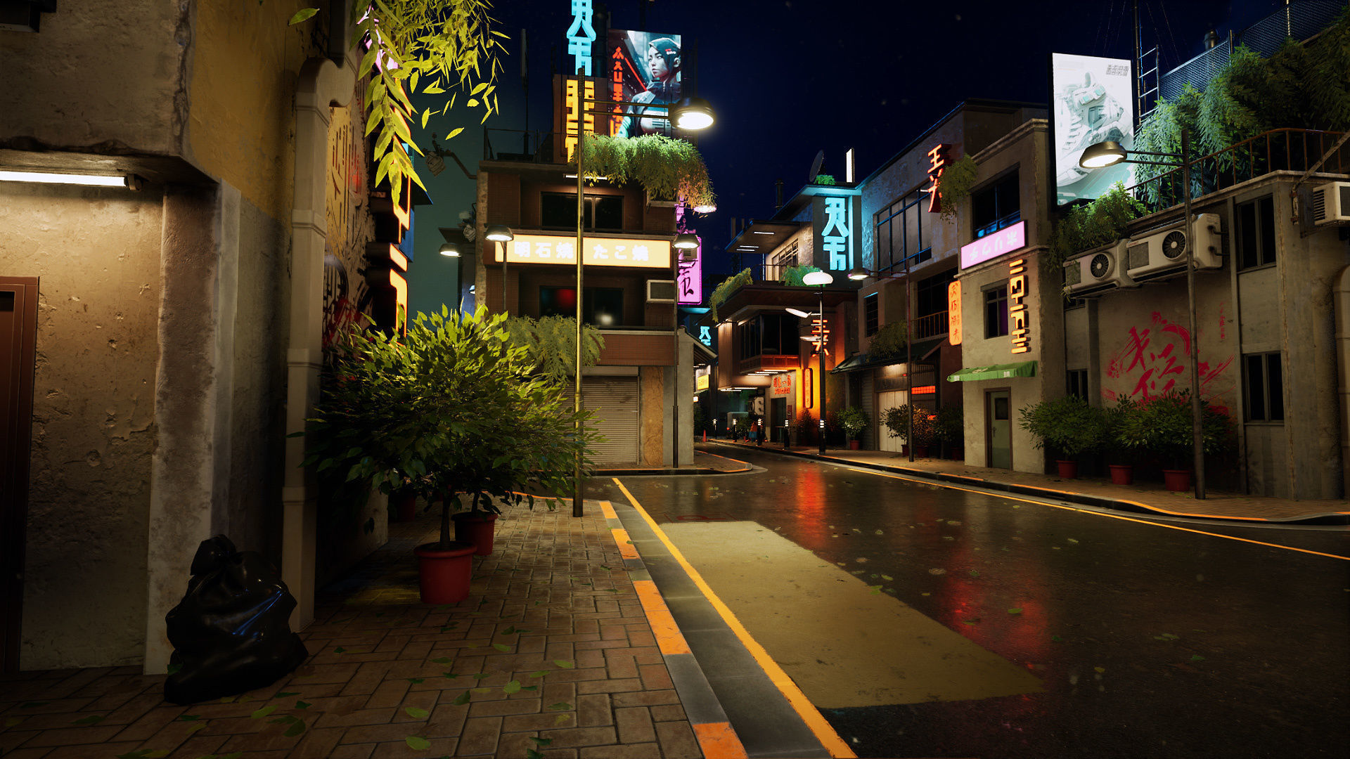 Cyberpunk District Low-poly 3D model_14