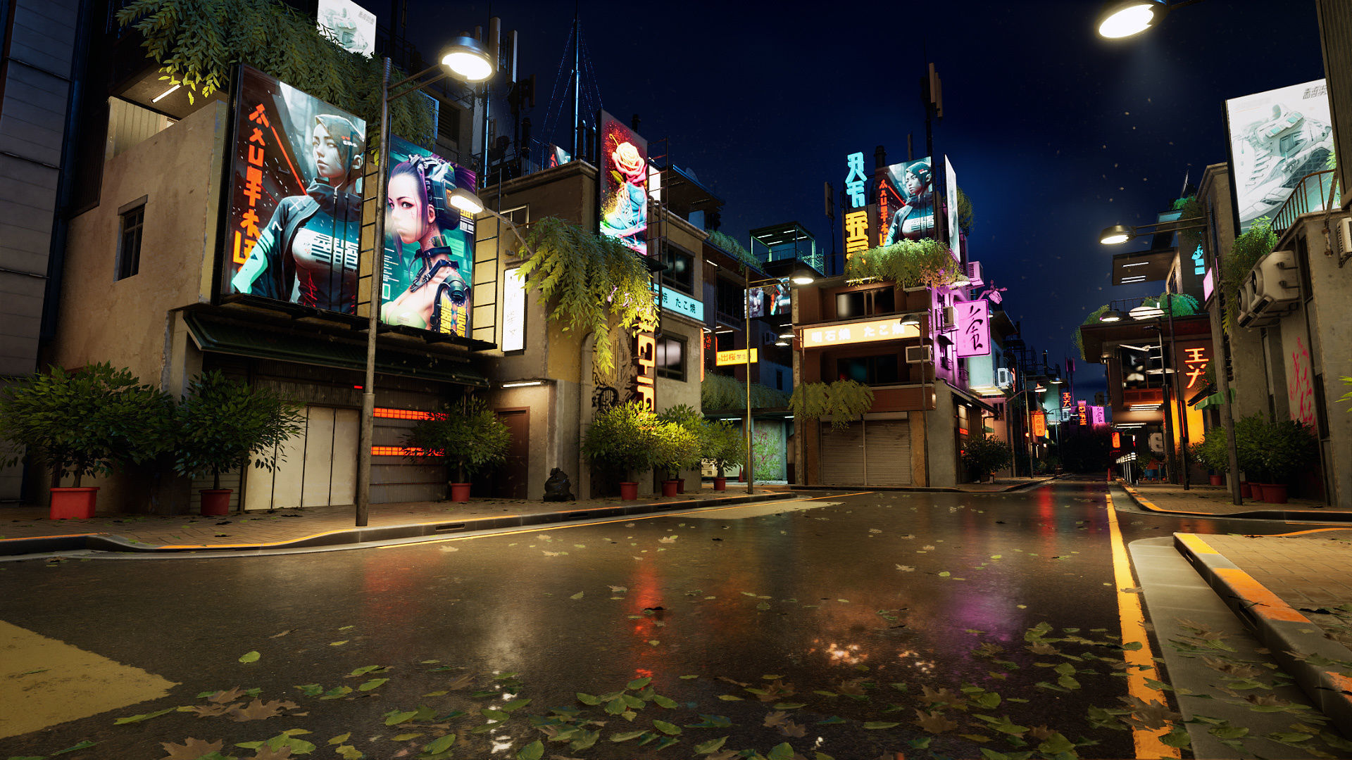 Cyberpunk District Low-poly 3D model_13