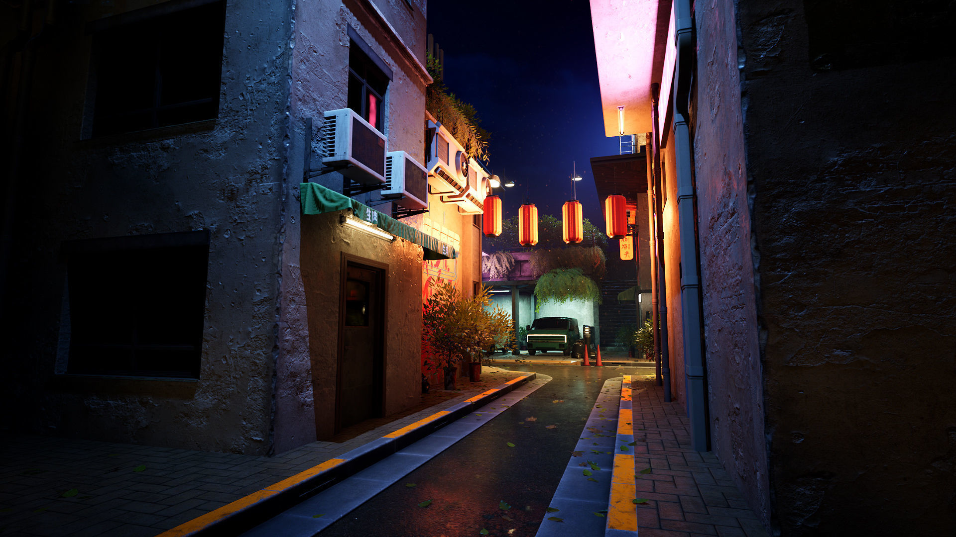 Cyberpunk District Low-poly 3D model_19