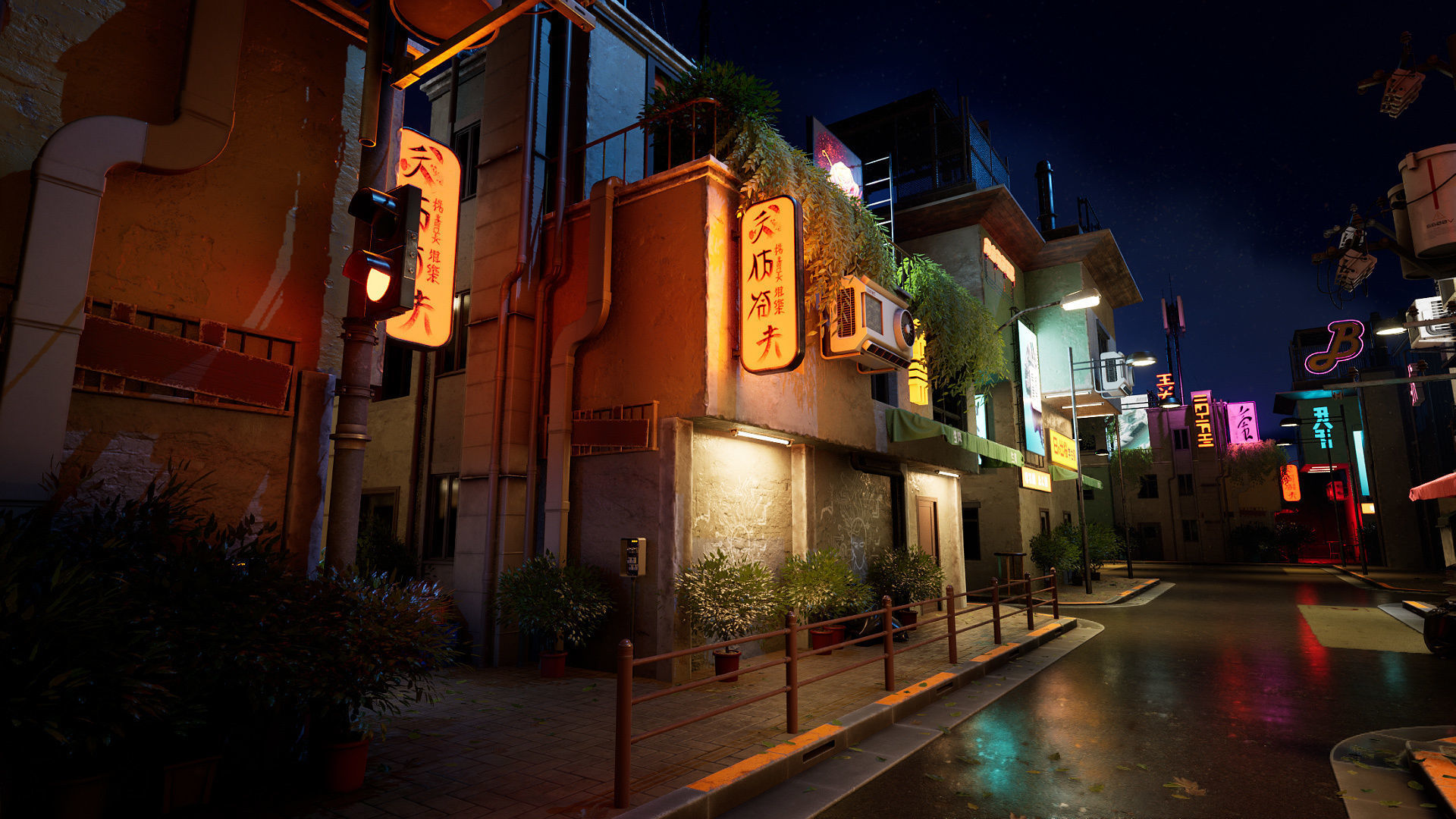 Cyberpunk District Low-poly 3D model_21